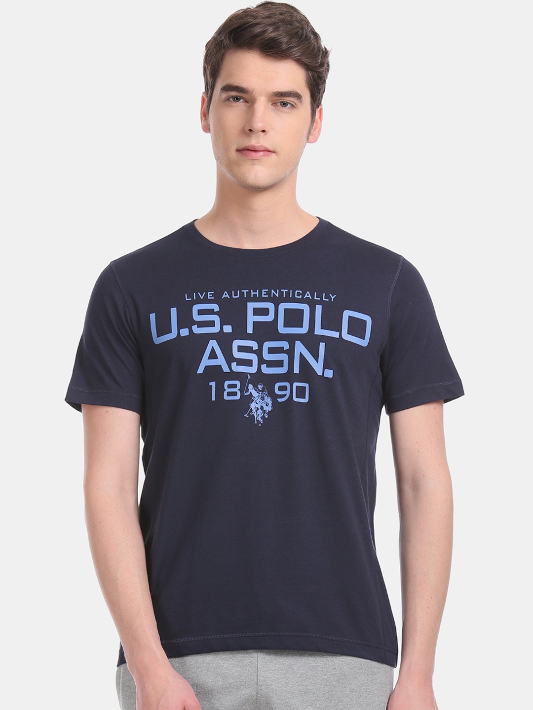 

U.S. Polo Assn. Men Navy Blue Solid Lounge T-shirt
