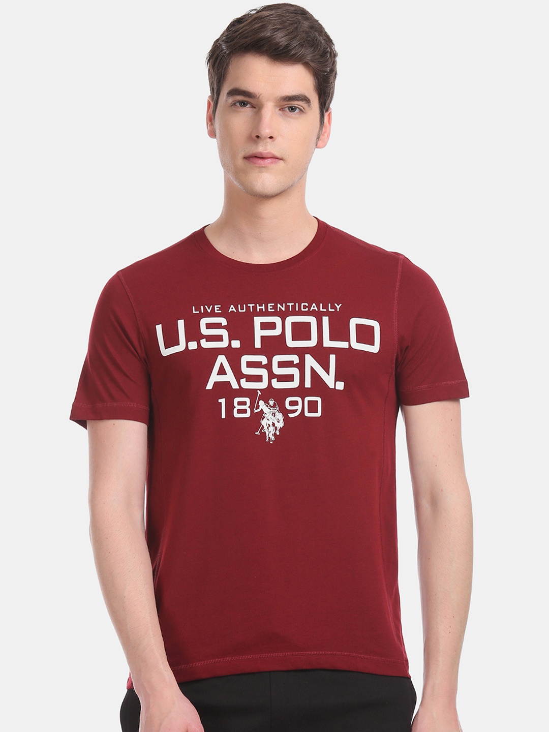 

U.S. Polo Assn. Men Red Solid Lounge T-shirt
