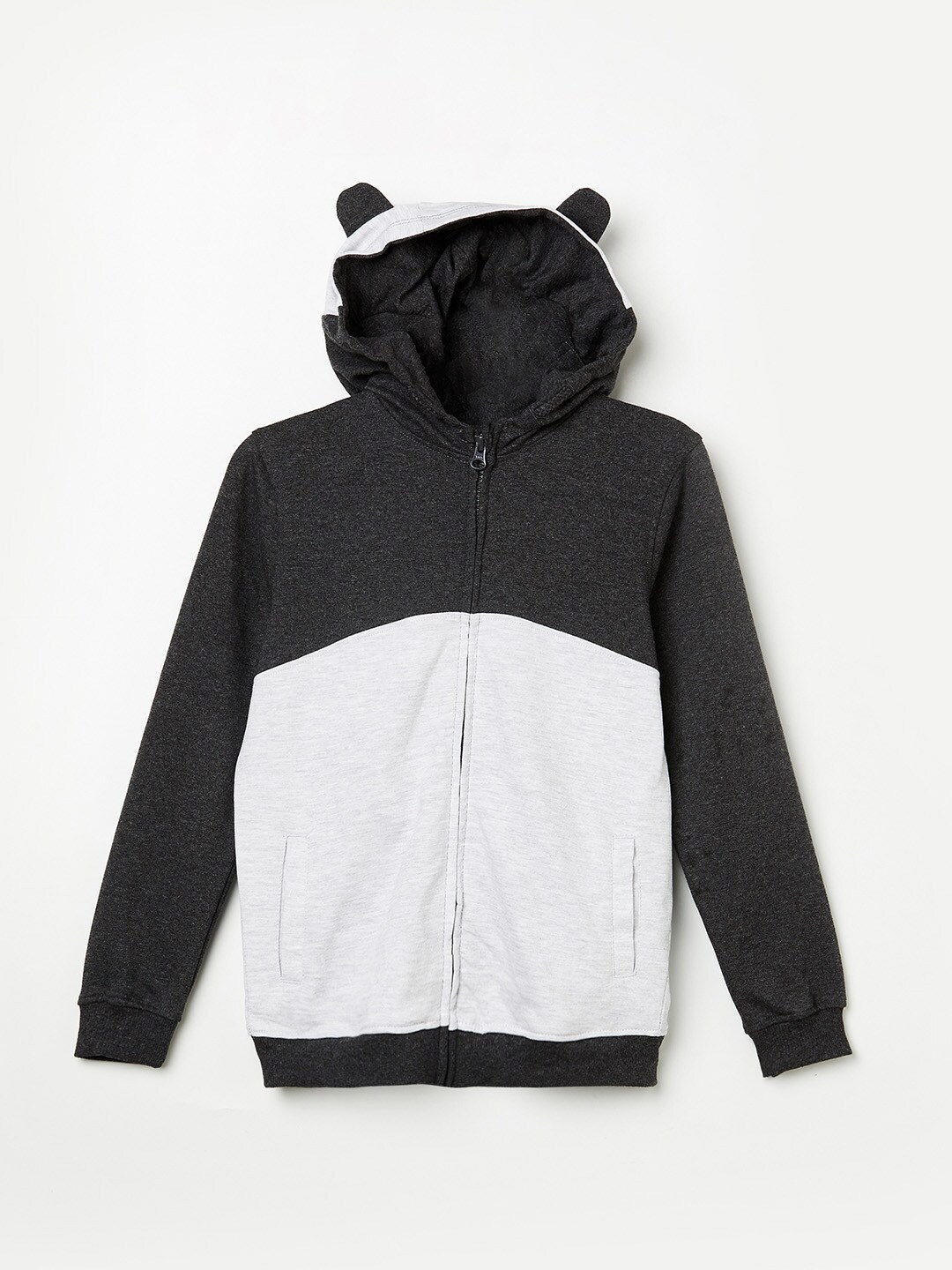 

Fame Forever by Lifestyle Boys White Colourblocked Hooded Cotton Sweatshirt