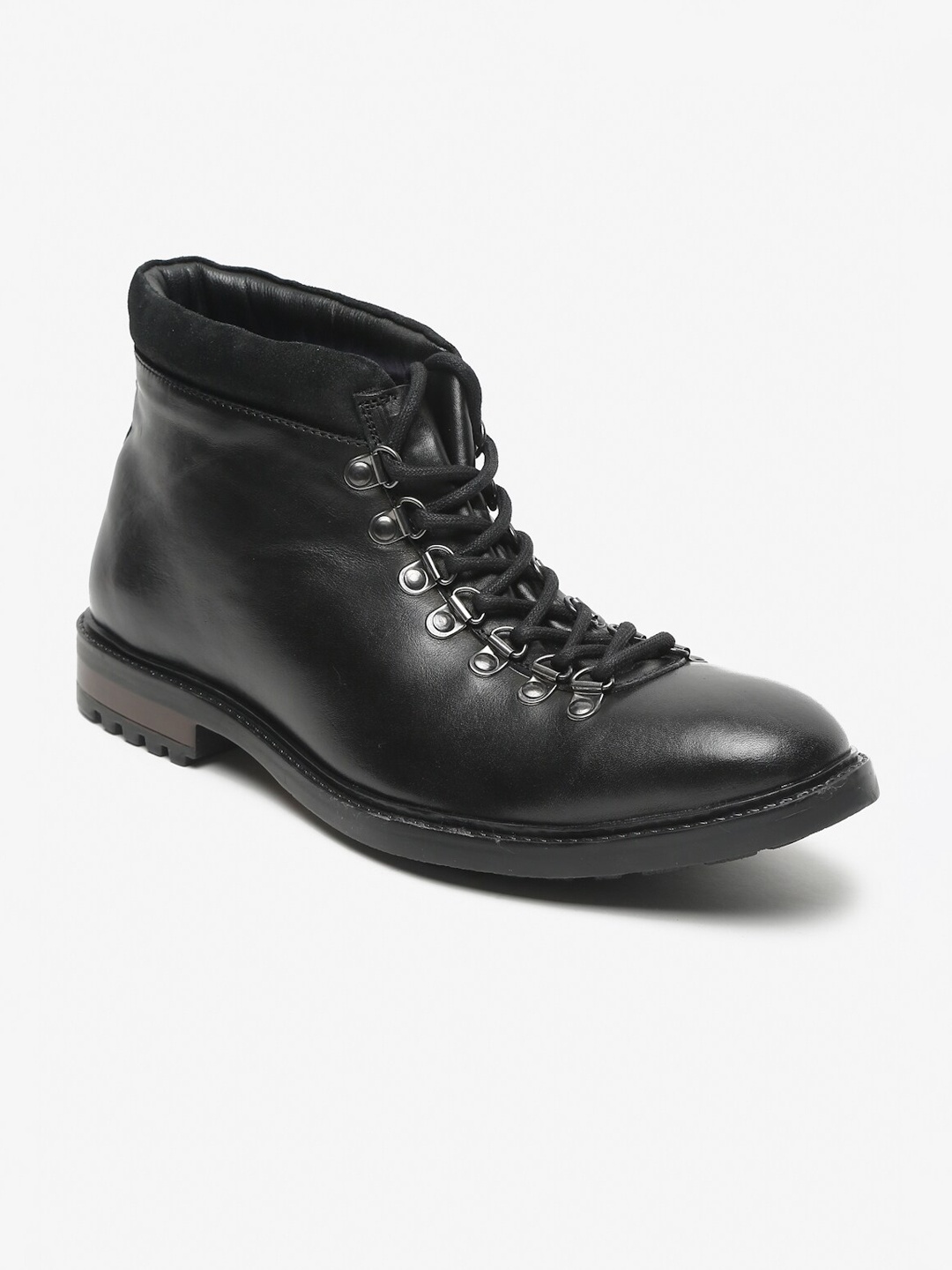 

Teakwood Leathers Men Black Solid Mid Top Lace-up Boots