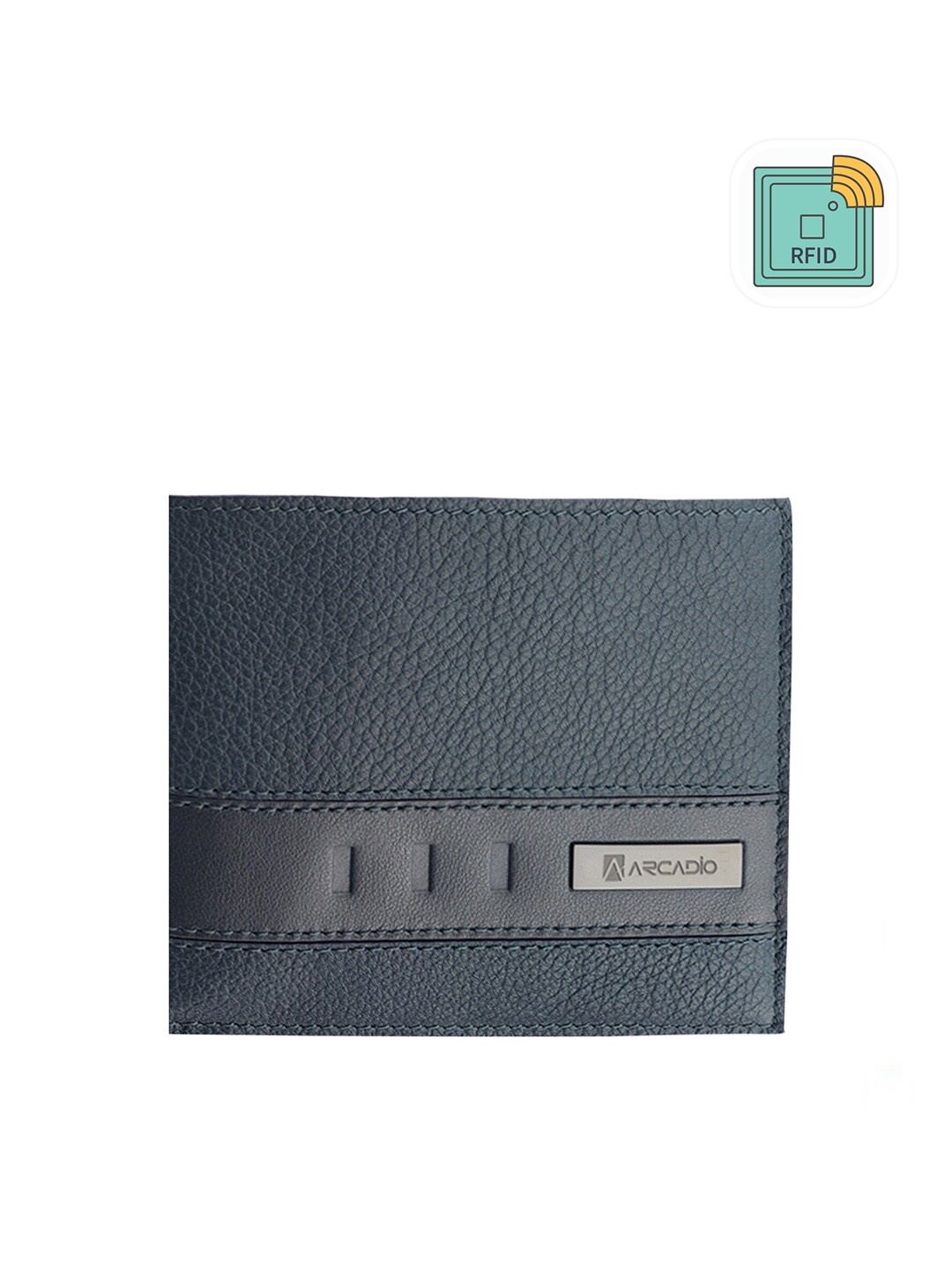 

ARCADIO Men Coral Blue Textured Leather Two Fold Wallet