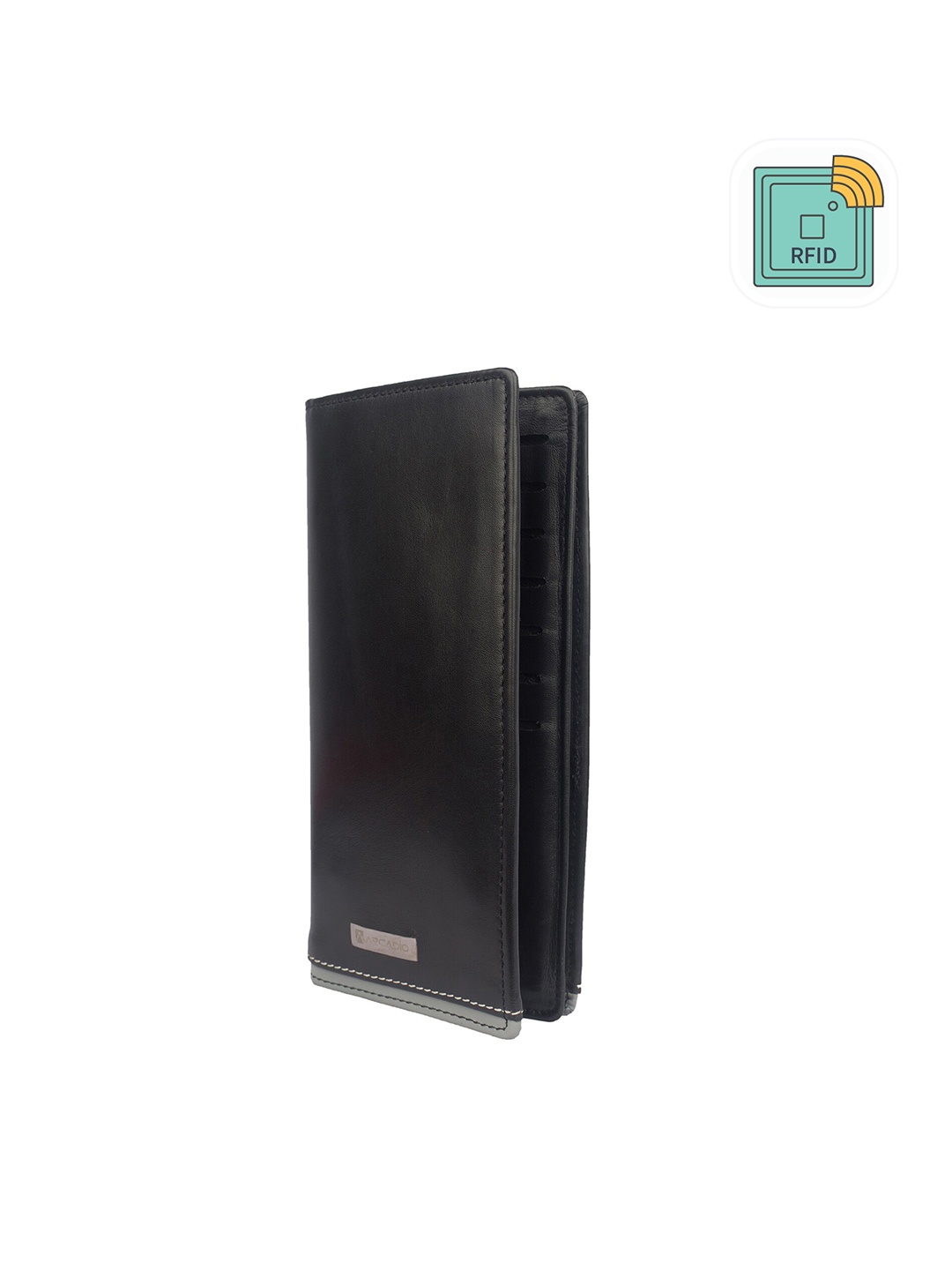 

ARCADIO Unisex Black Leather Two Fold Wallet