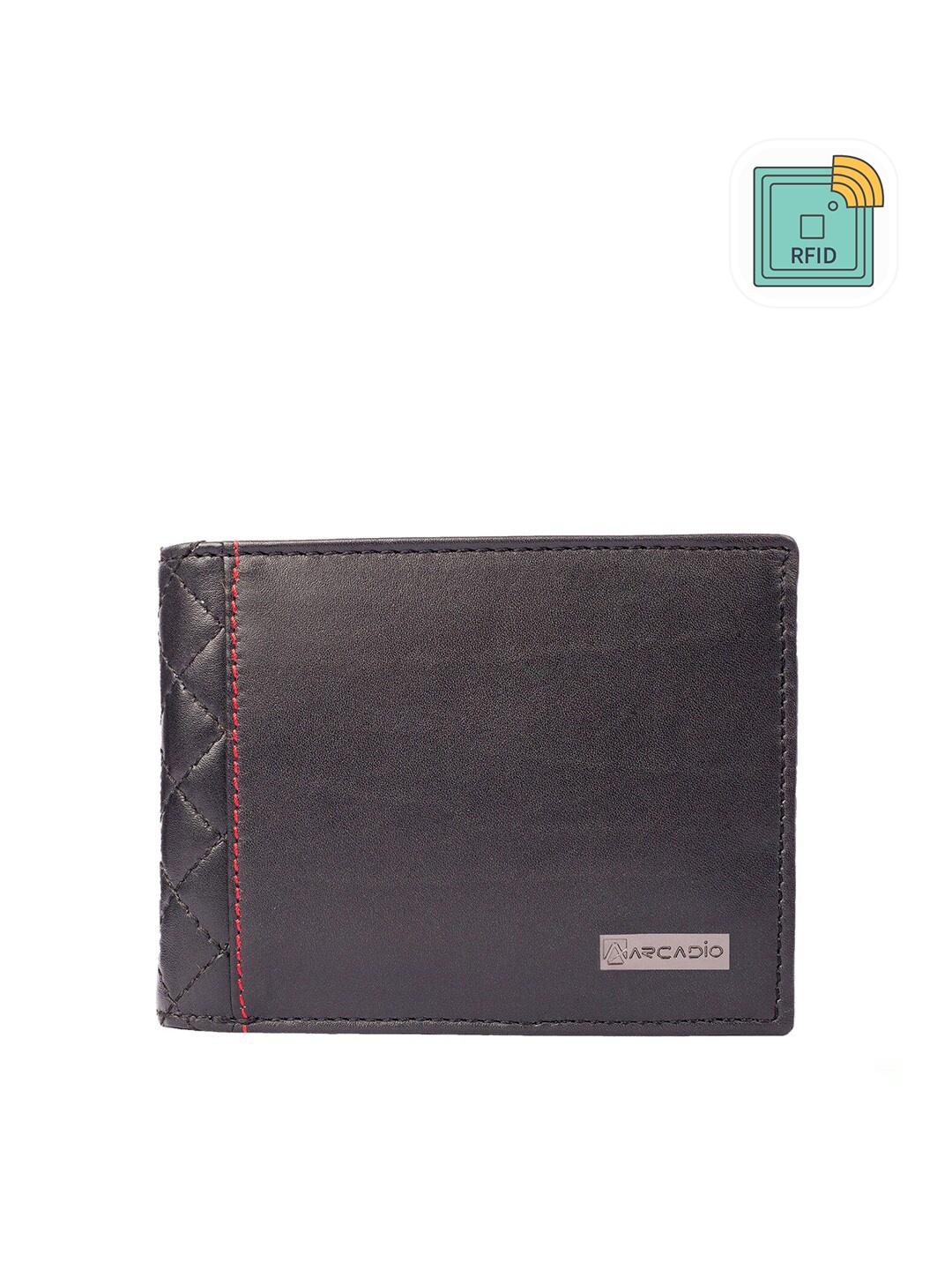 

ARCADIO Men Black Leather Two Fold Wallet