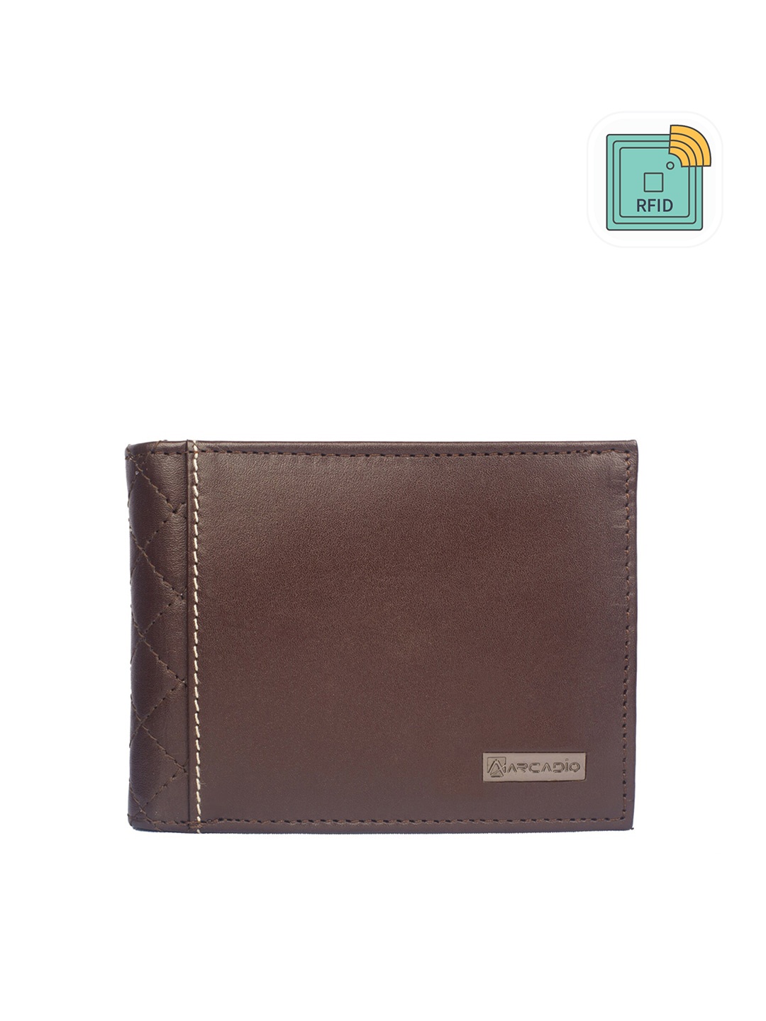 

ARCADIO Men Brown Textured Leather Two Fold Wallet