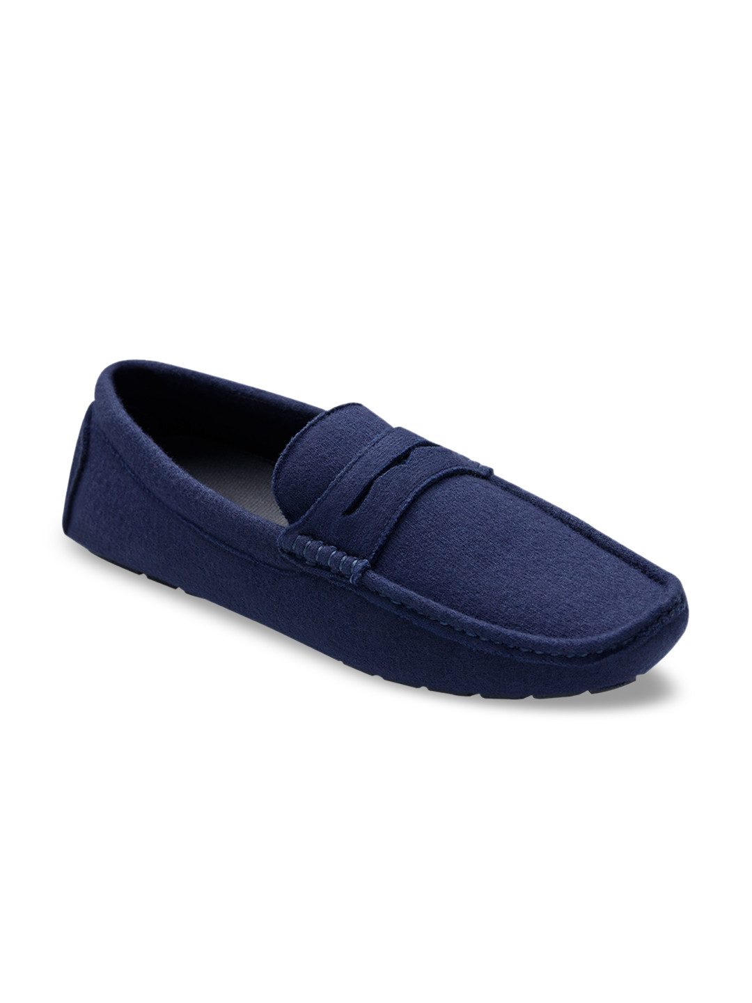 

NEEMANS Men Midnight Blue Merino Wool Loafers, Navy blue
