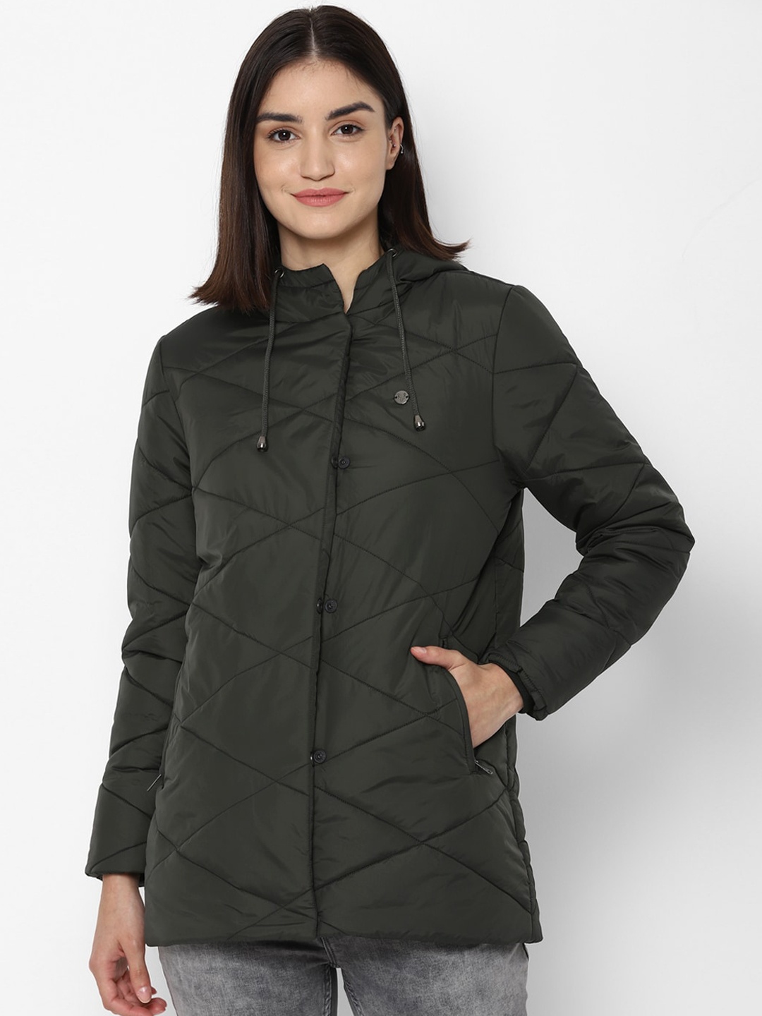 

Allen Solly Woman Women Grey Longline Quilted Jacket