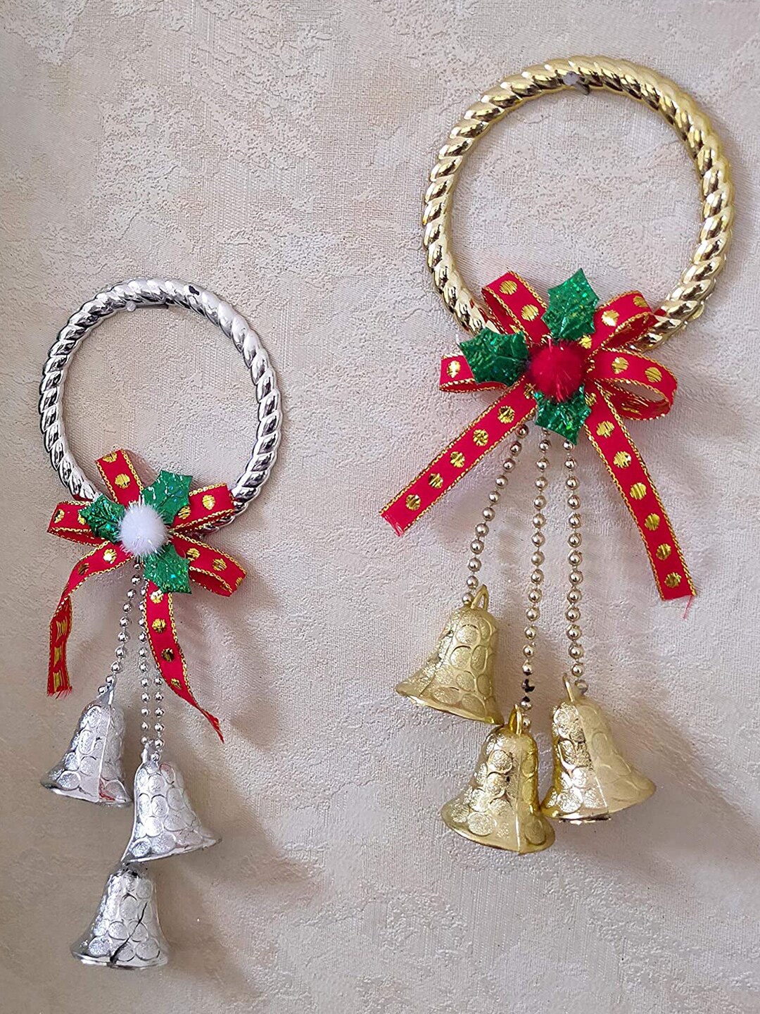 

TIED RIBBONS Set of 2 Christmas Tree Wall Dcor Door Hanging Bells Gift Pack, Multi