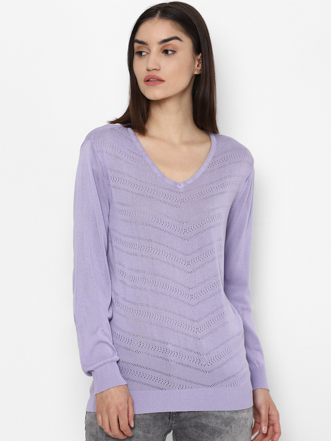 

Allen Solly Woman Purple Self design Regular Top