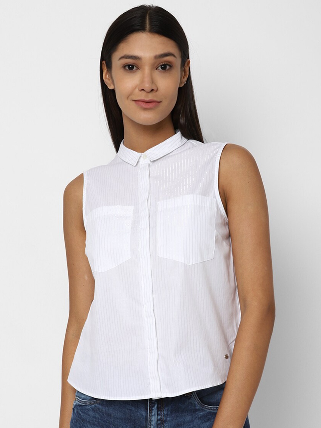 

Allen Solly Woman White Shirt Style Top