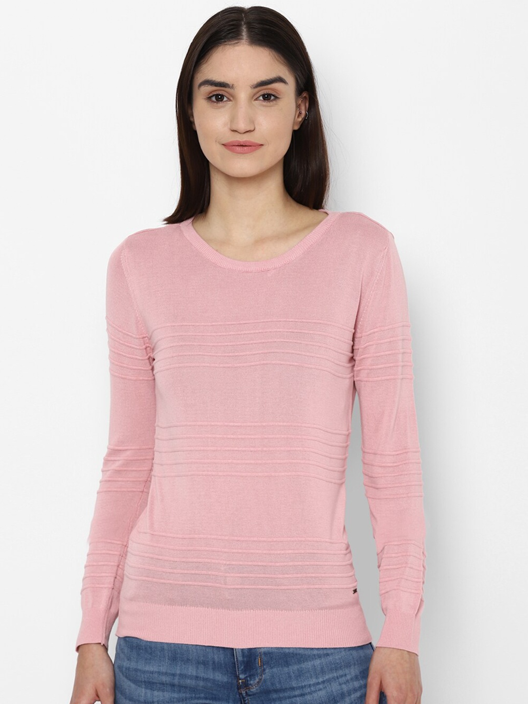 

Allen Solly Woman Pink Striped Regular Top