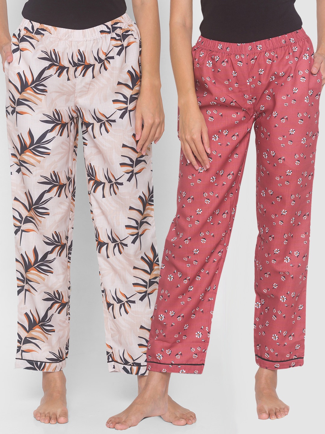 

FashionRack Women Pack of 2 Printed Track Pants, Brown