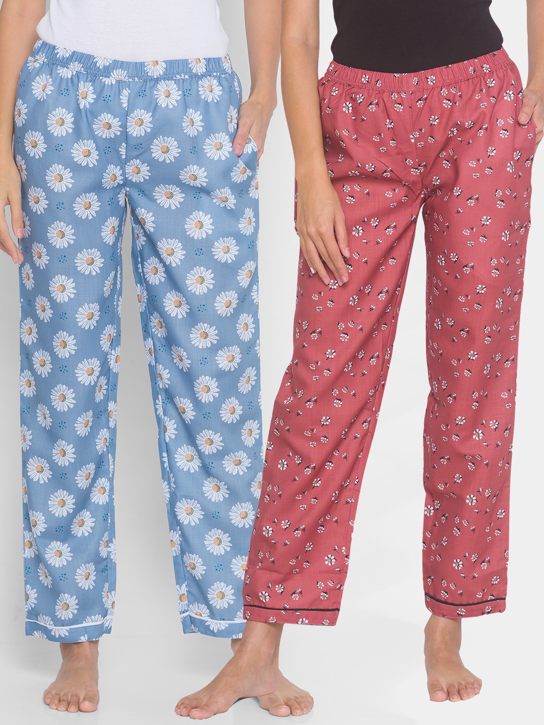 

FashionRack Pack of 2 Brown & Blue Printed Lounge Pants