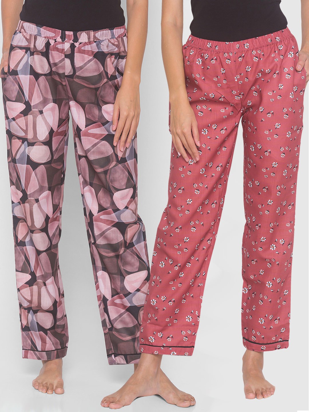 

FashionRack Women Pack of 2 Printed Track Pants, Brown