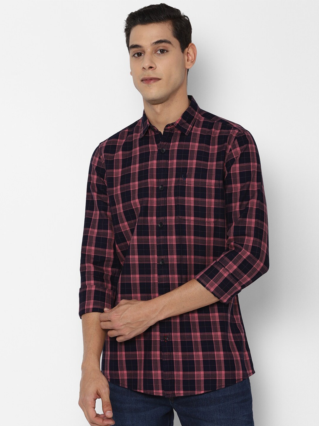 

Allen Solly Sport Men Black Tartan Checks Opaque Cotton Casual Shirt