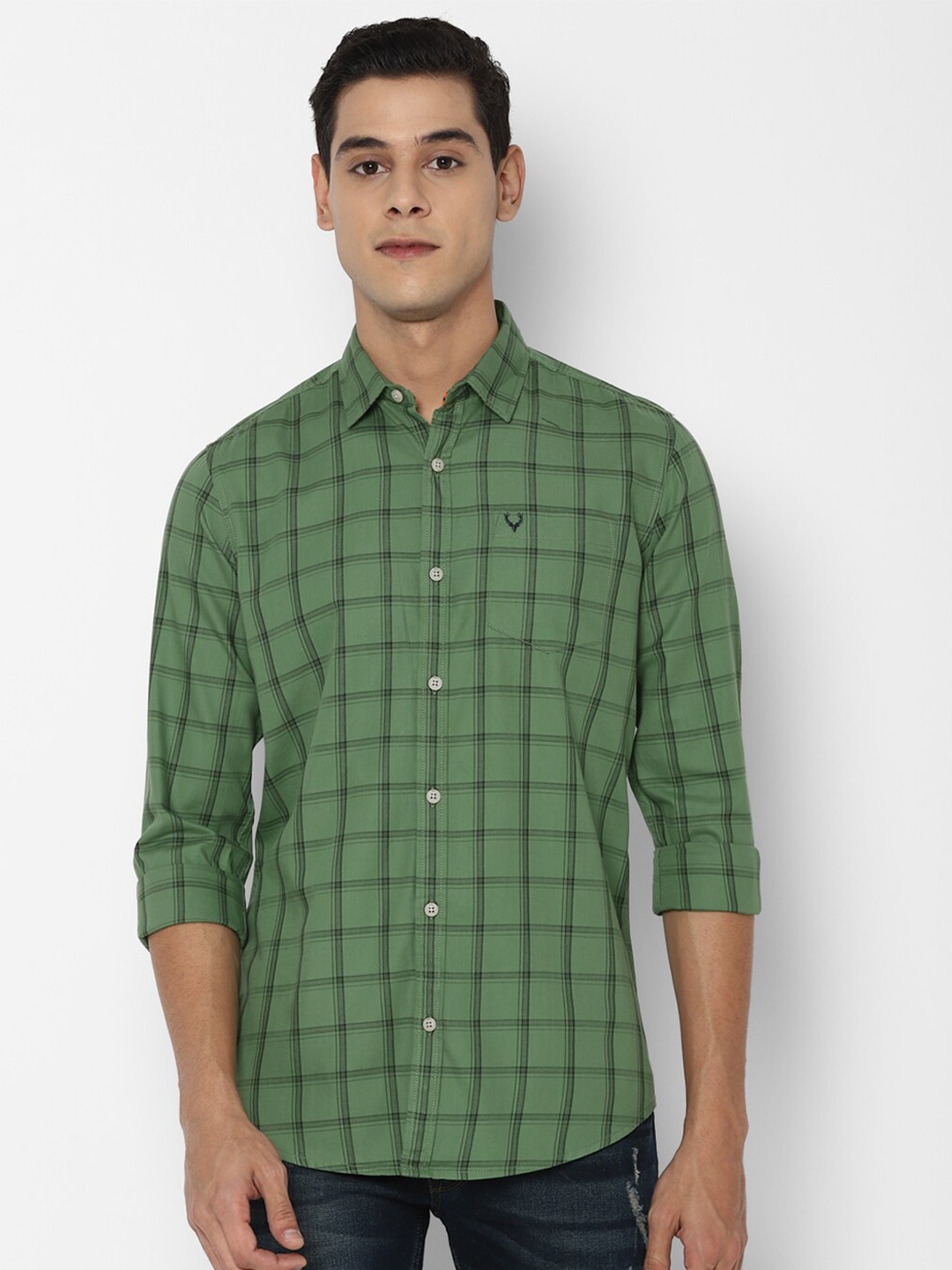 

Allen Solly Sport Men Green Tartan Checks Opaque Checked Casual Shirt
