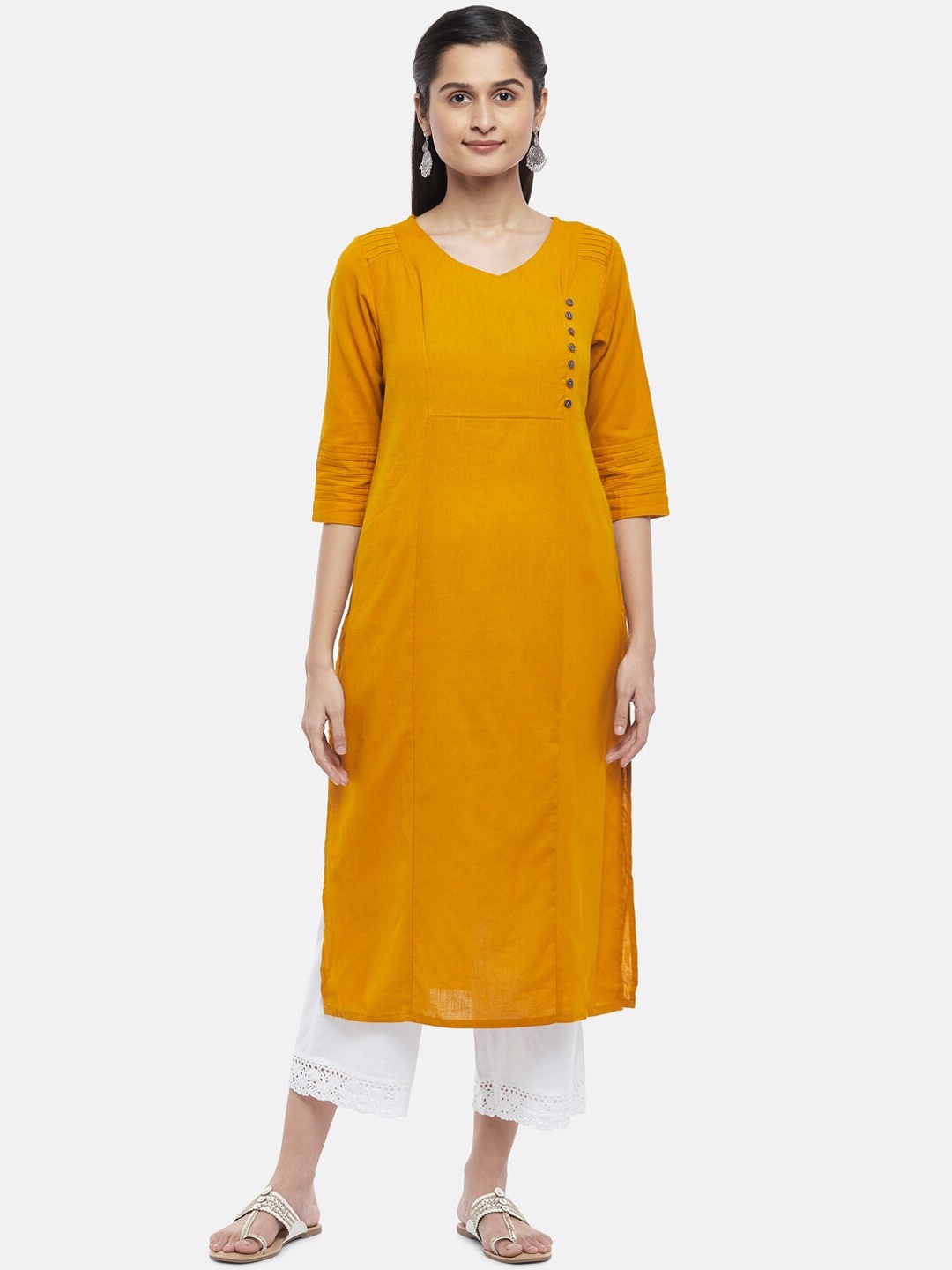 

RANGMANCH BY PANTALOONS Women Mustard Yellow Kurta