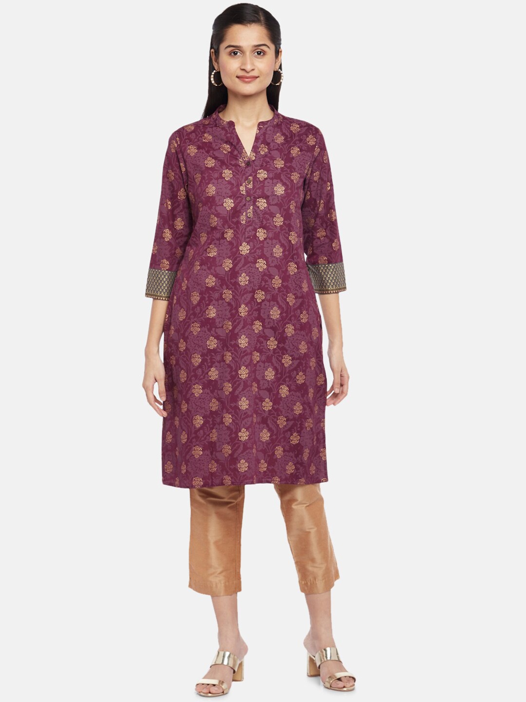 

RANGMANCH BY PANTALOONS Women Purple Ethnic Motifs Printed Kurta