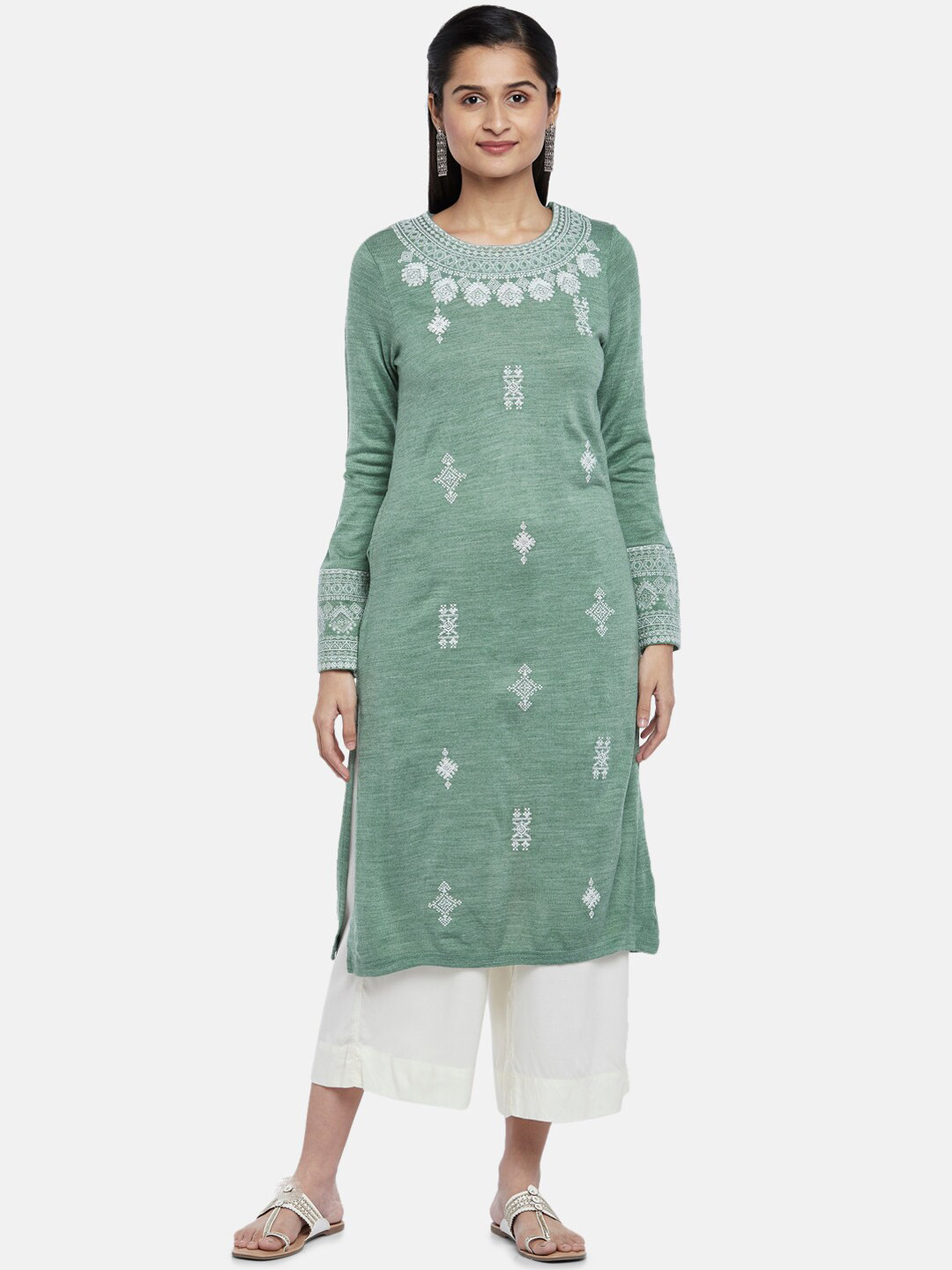 

RANGMANCH BY PANTALOONS Women Green Gotta Patti Kurta