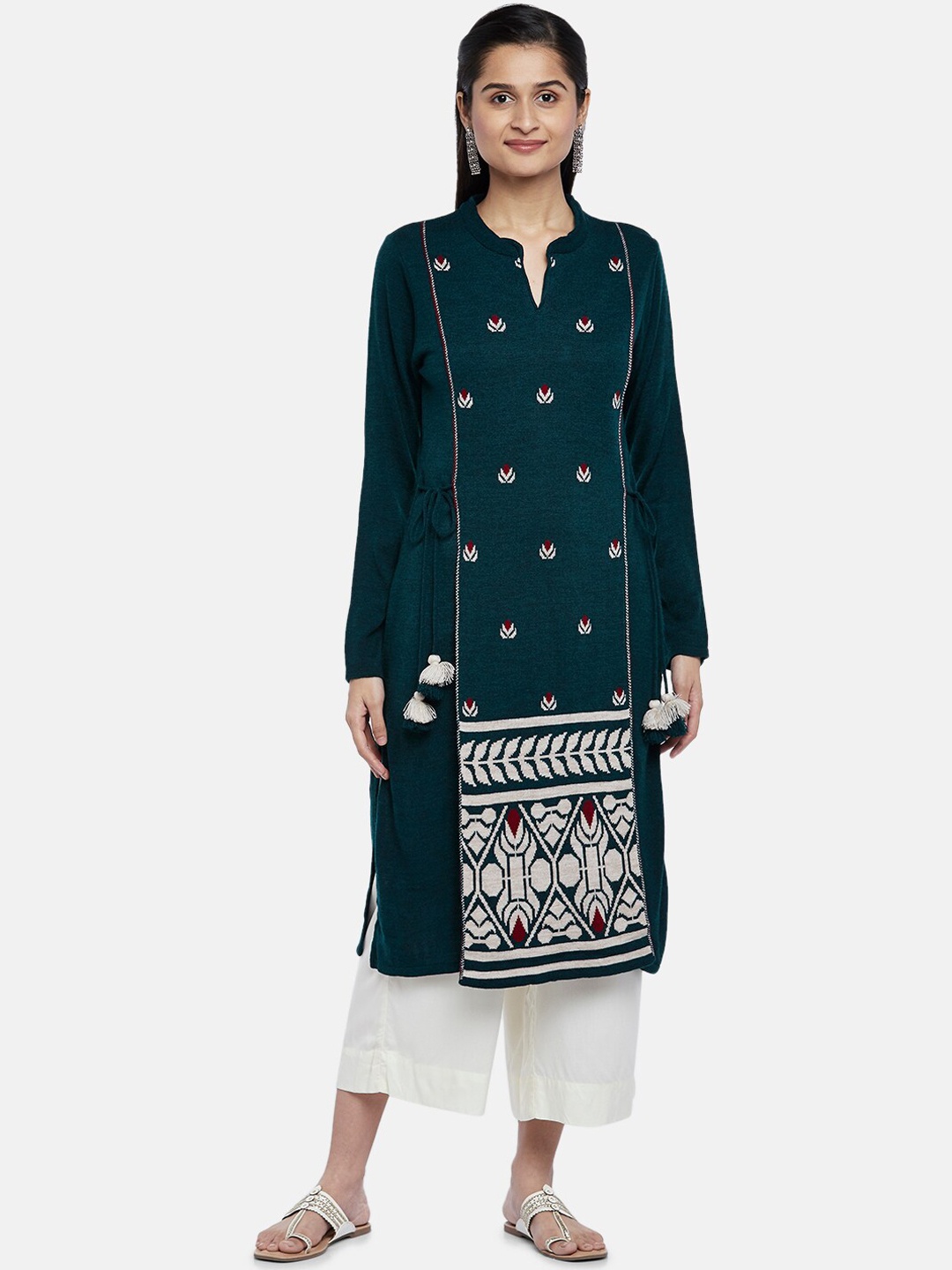 

RANGMANCH BY PANTALOONS Women Teal Ethnic Motifs Printed Kurta