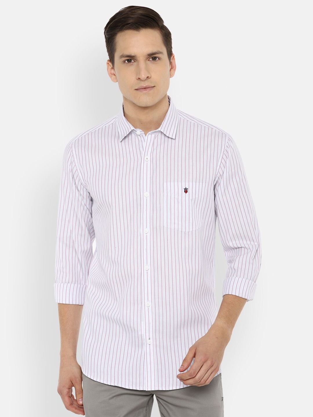 

Louis Philippe Sport Men White Opaque Striped Pure Cotton Casual Shirt