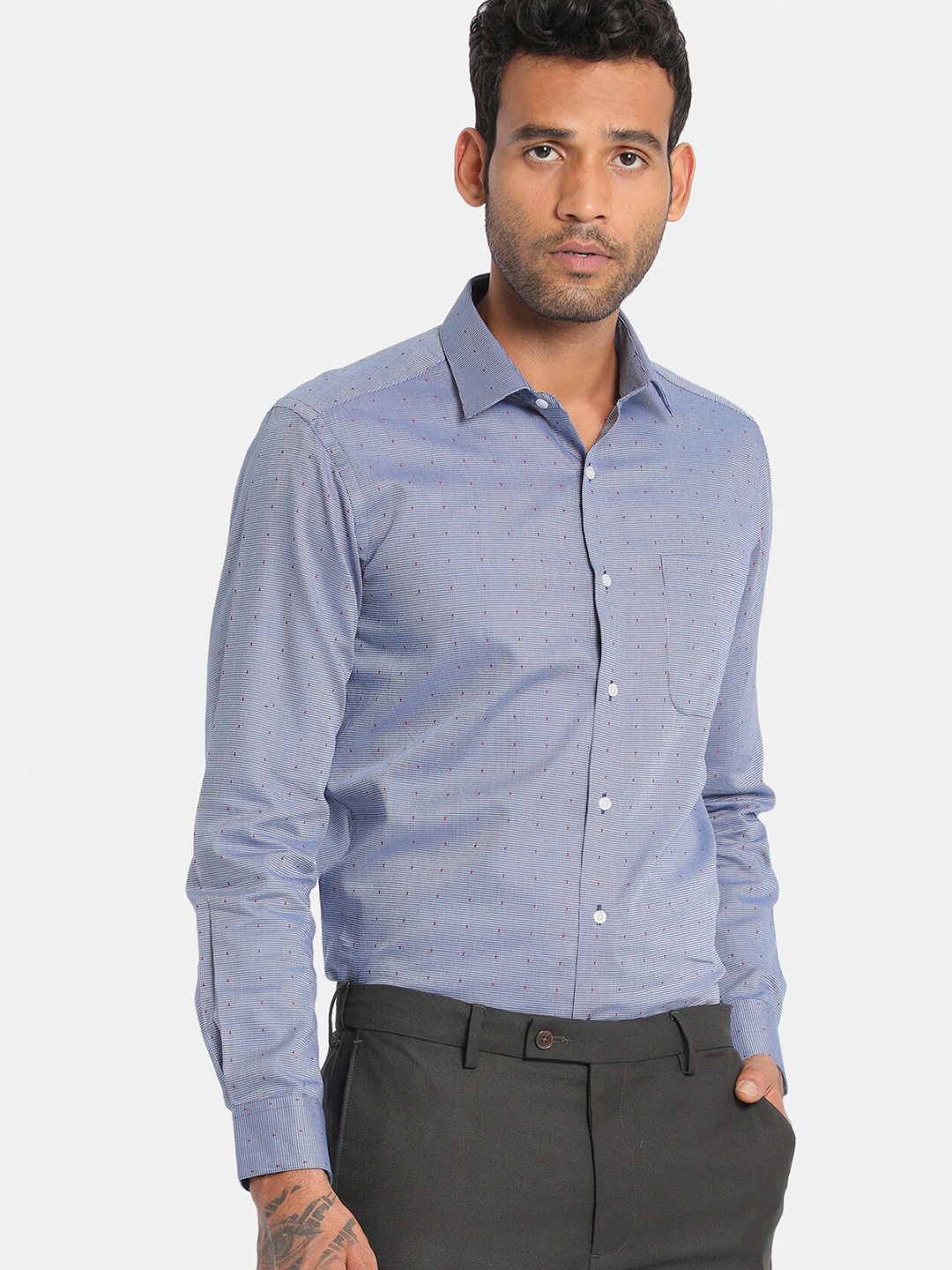 

Arrow Men Blue Opaque Printed Pure Cotton Casual Shirt