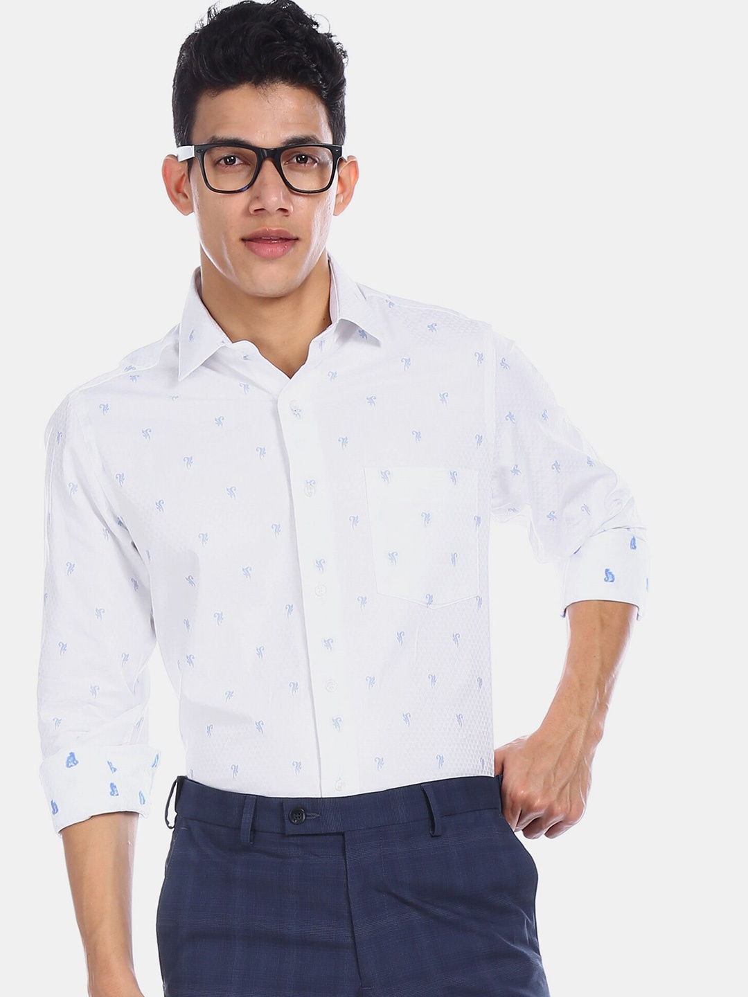 

Arrow Men White Opaque Printed Casual Shirt