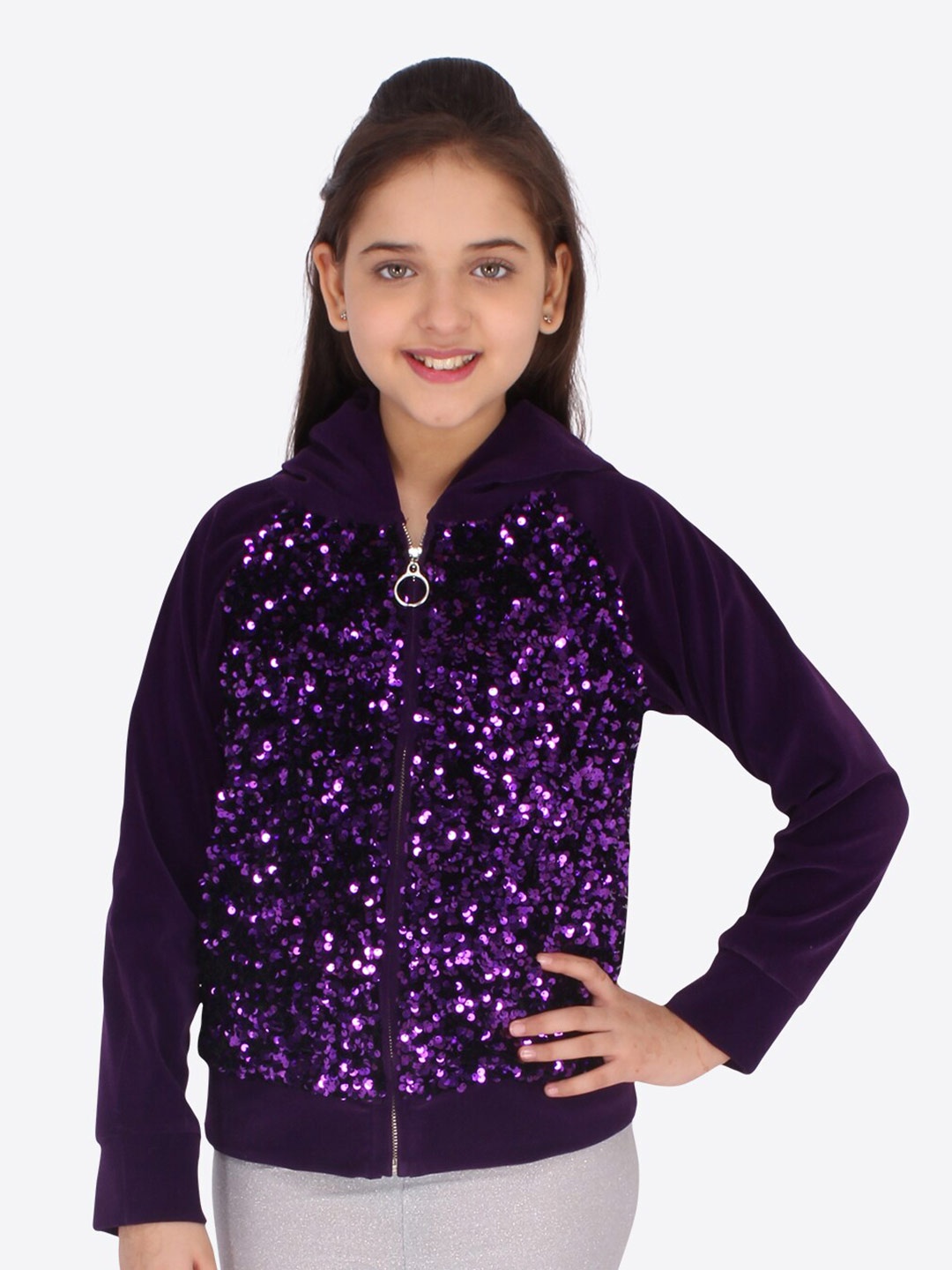 

CUTECUMBER Girls Purple Hooded Sweatshirt