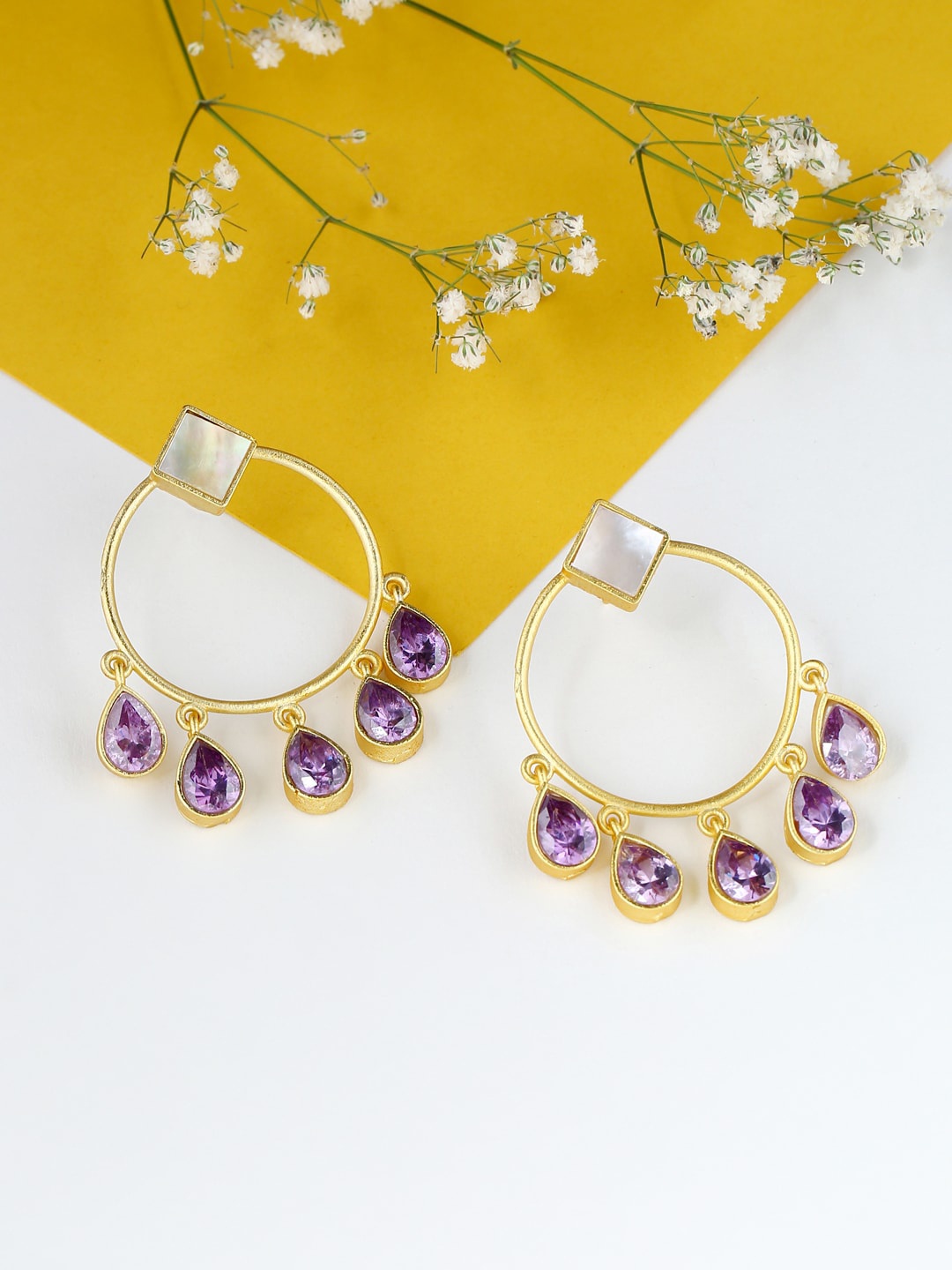 

VIRAASI Gold-Toned Contemporary Hoop Earrings