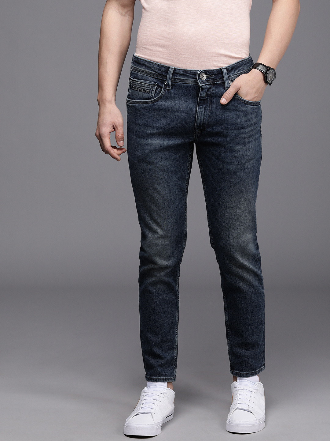 

Louis Philippe Jeans Men Blue Low-Rise Smart Fit Light Fade Stretchable Jeans