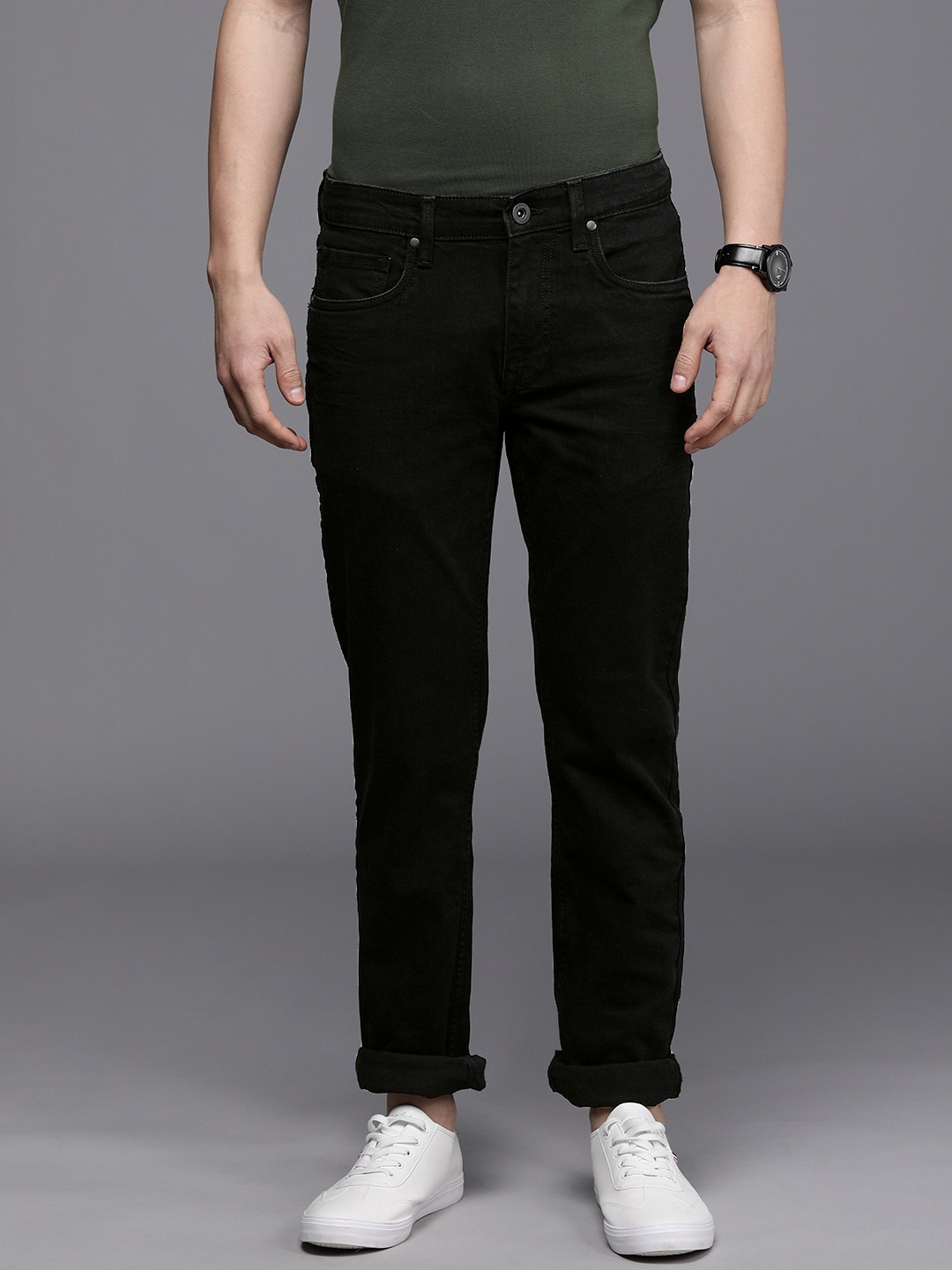 

Louis Philippe Jeans Men Black Slim Fit Low-Rise Stretchable Jeans