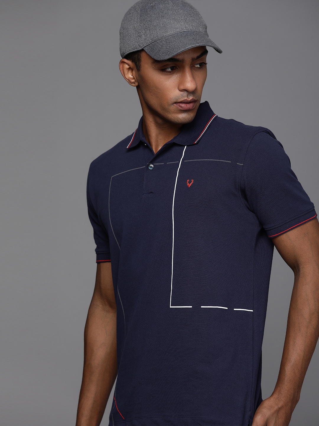 

Allen Solly Sport Men Navy Blue Polo Collar T-shirt