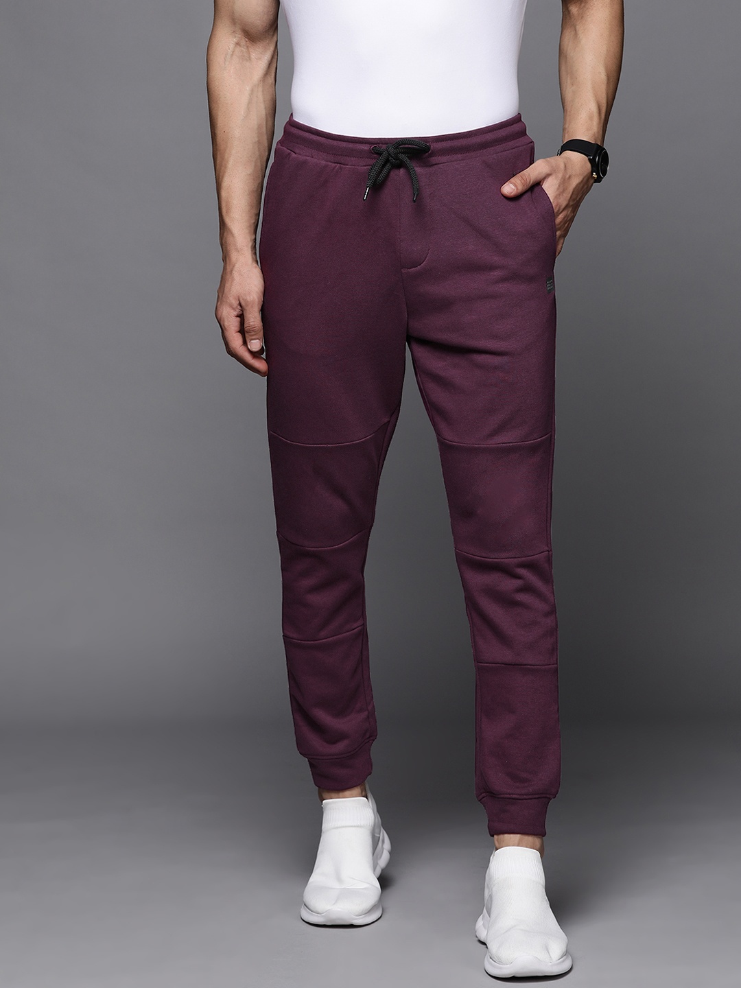 

Allen Solly Sport Men Burgundy Solid Panelled Joggers