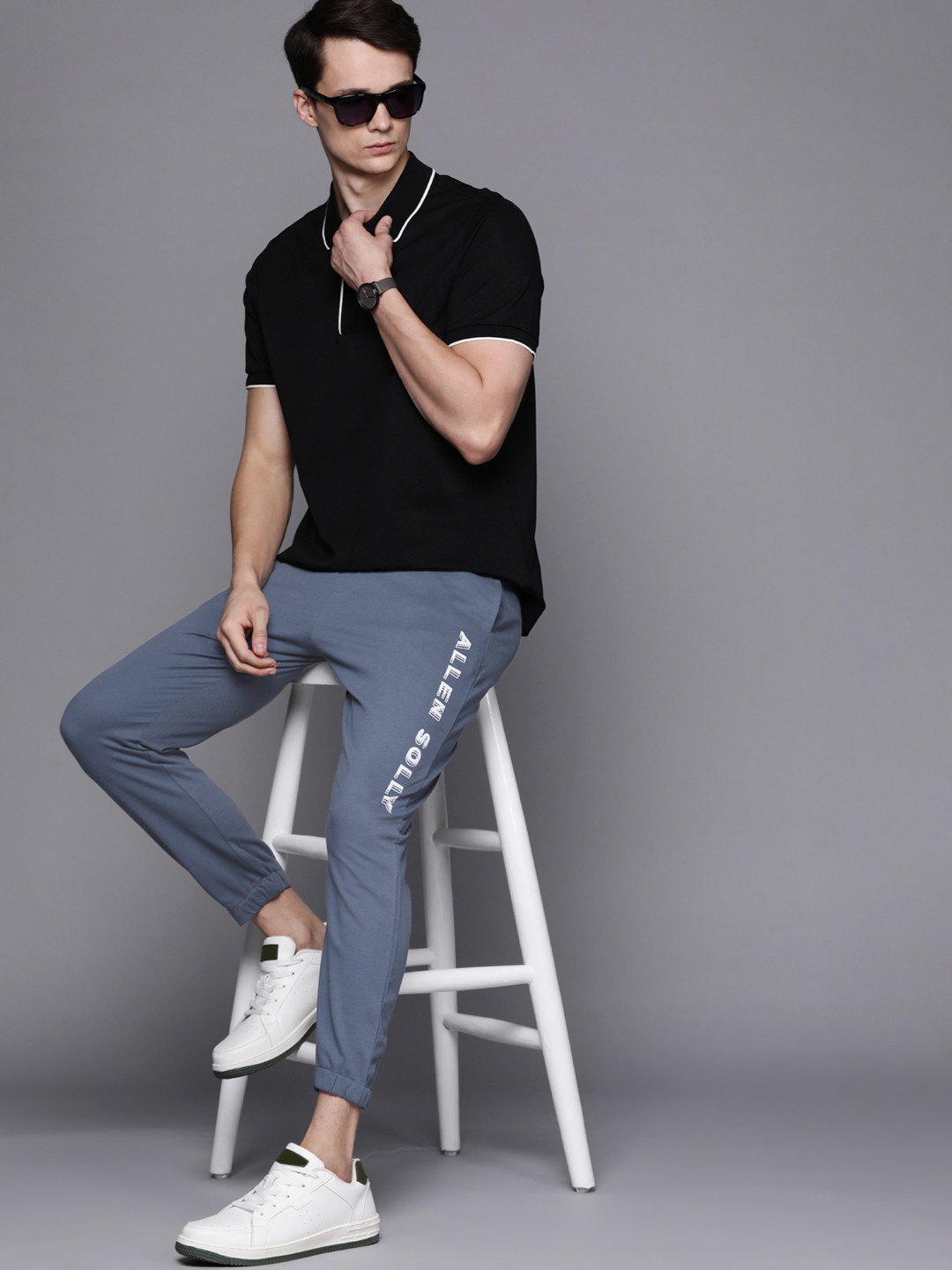 

Allen Solly Tribe Men Blue Brand Logo Printed Joggers