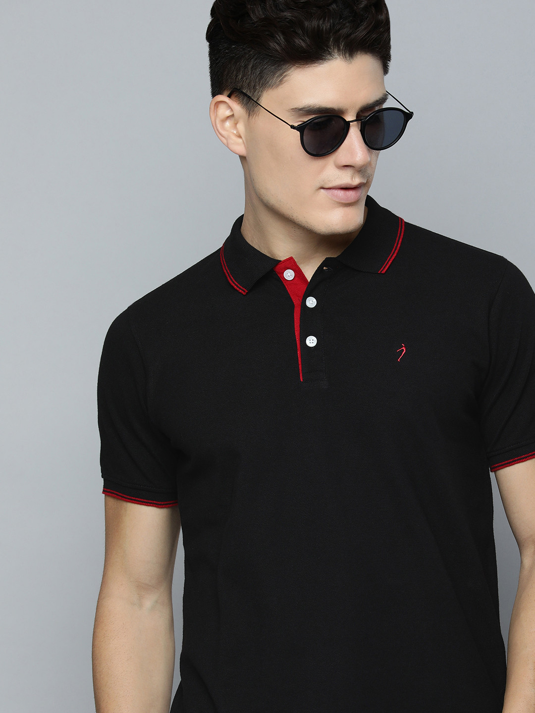 

Indian Terrain Polo Collar Regular Fit T-shirt, Black