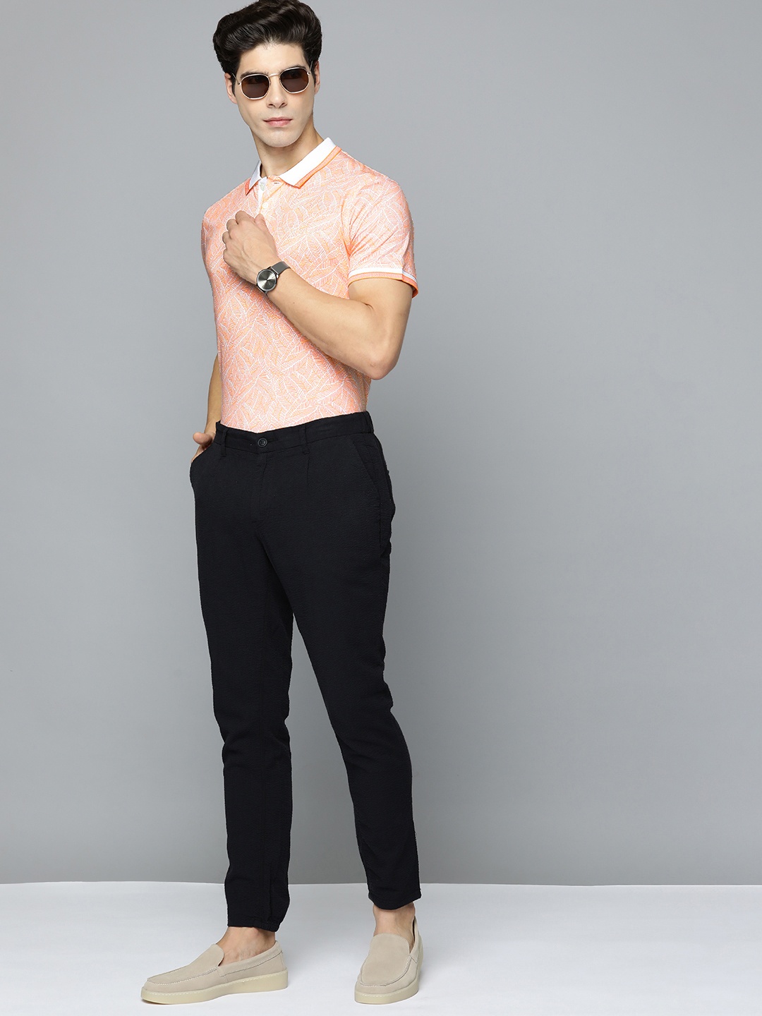 

Indian Terrain Pure Cotton Printed Polo T-shirt, Peach
