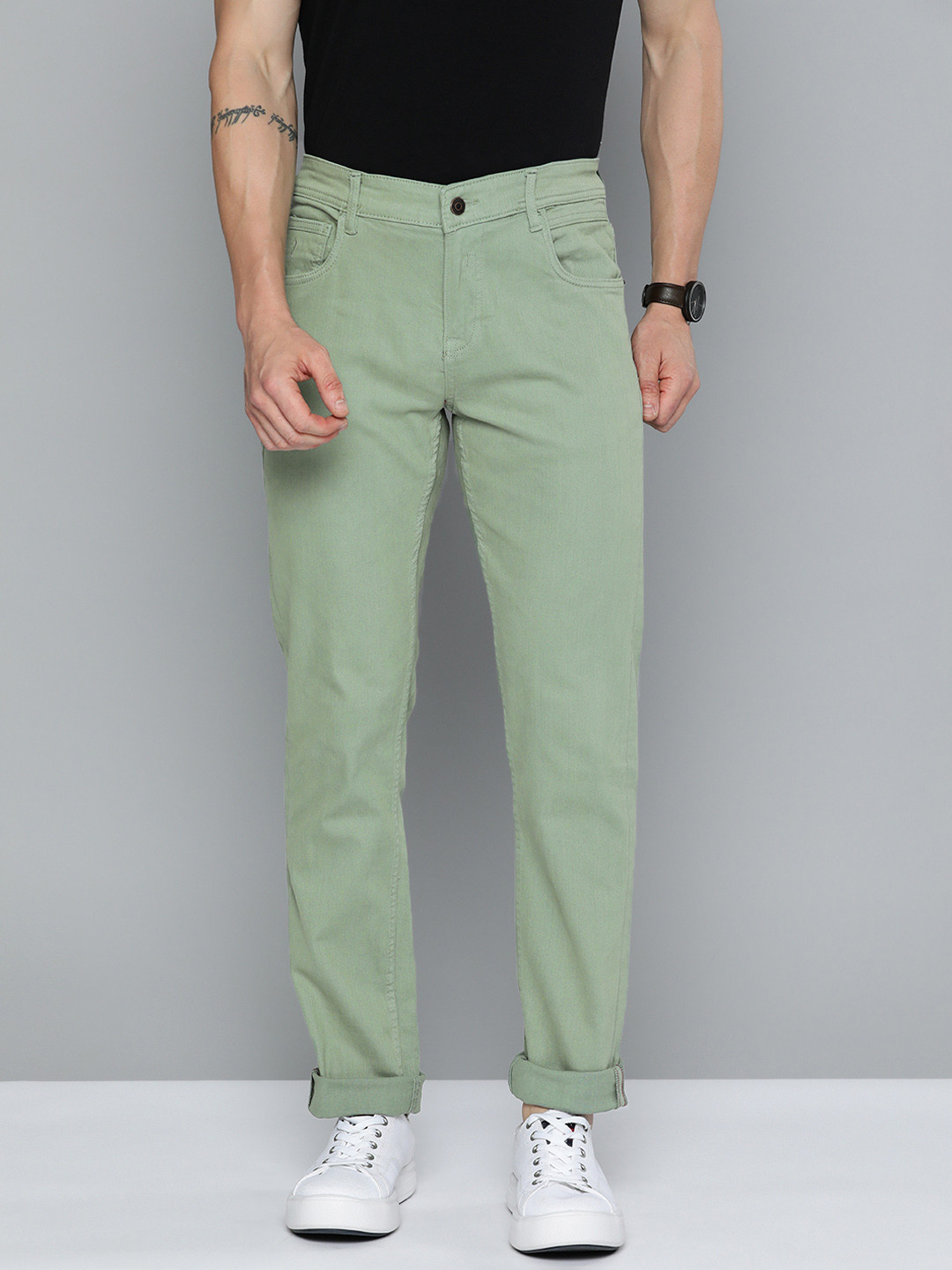 

Indian Terrain Men Brooklyn Slim Fit Stretchable Jeans, Green