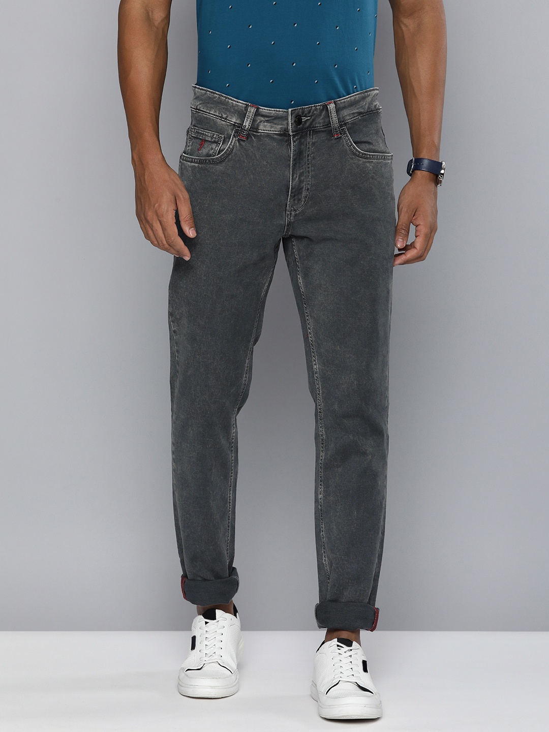 

Indian Terrain Men Brooklyn Slim Fit Light Fade Stretchable Jeans, Grey