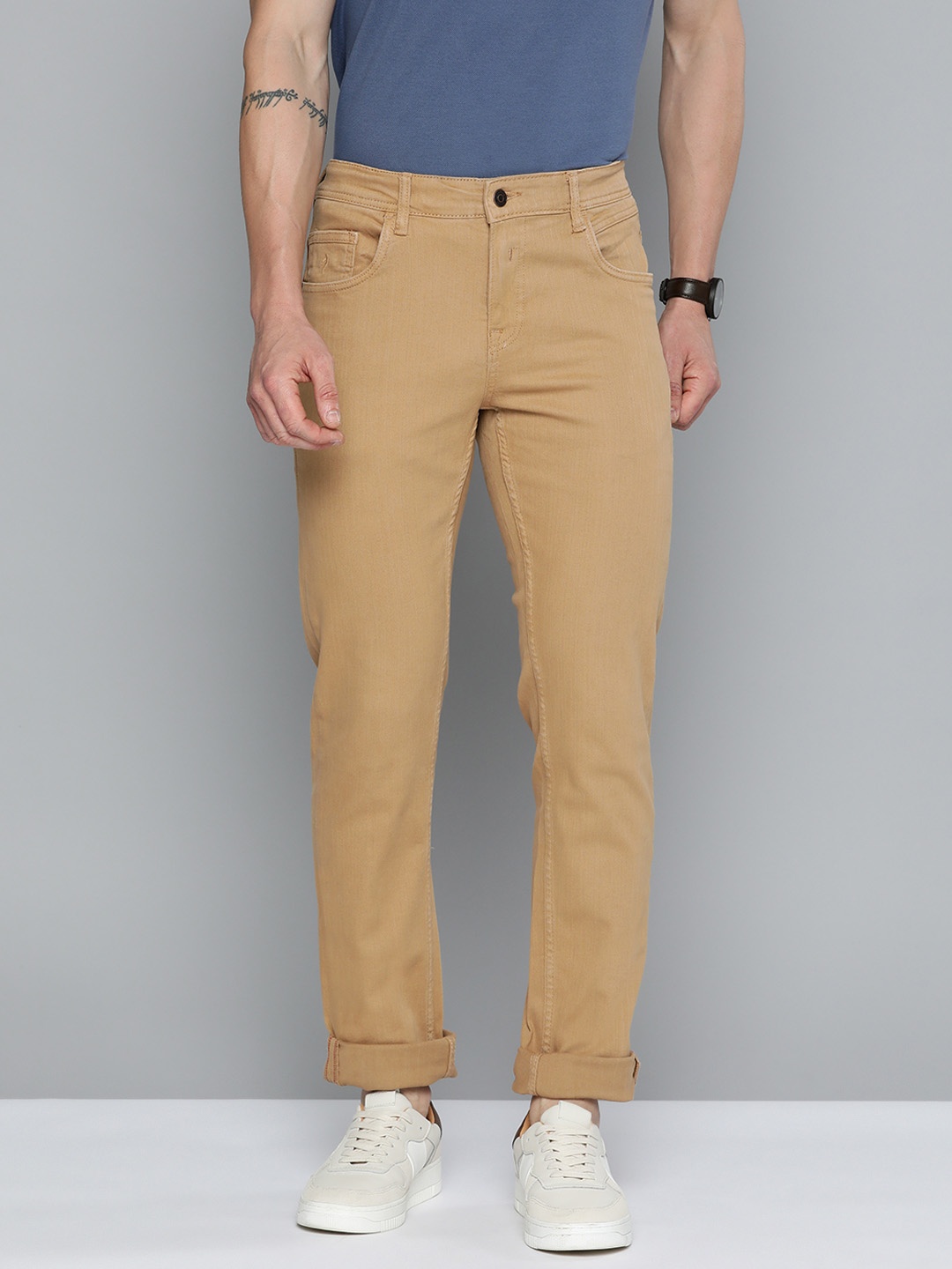 

Indian Terrain Men Brooklyn Slim Fit Stretchable Jeans, Khaki