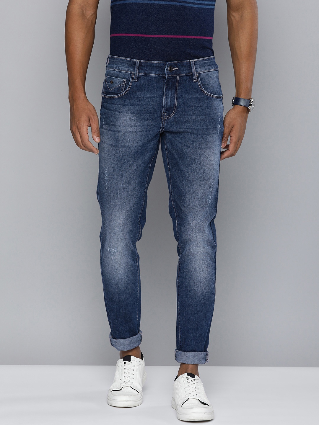 

Indian Terrain Men Kruger Skinny Fit Low Distress Heavy Fade Stretchable Jeans, Blue