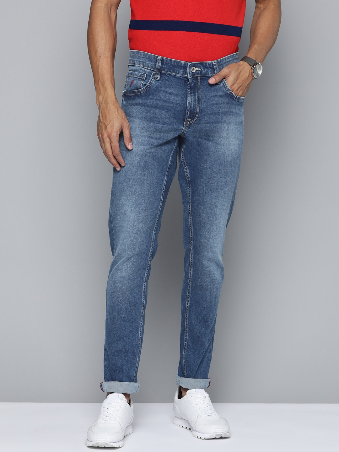 

Indian Terrain Men Blue Kruger Skinny Fit Light Fade Stretchable Jeans