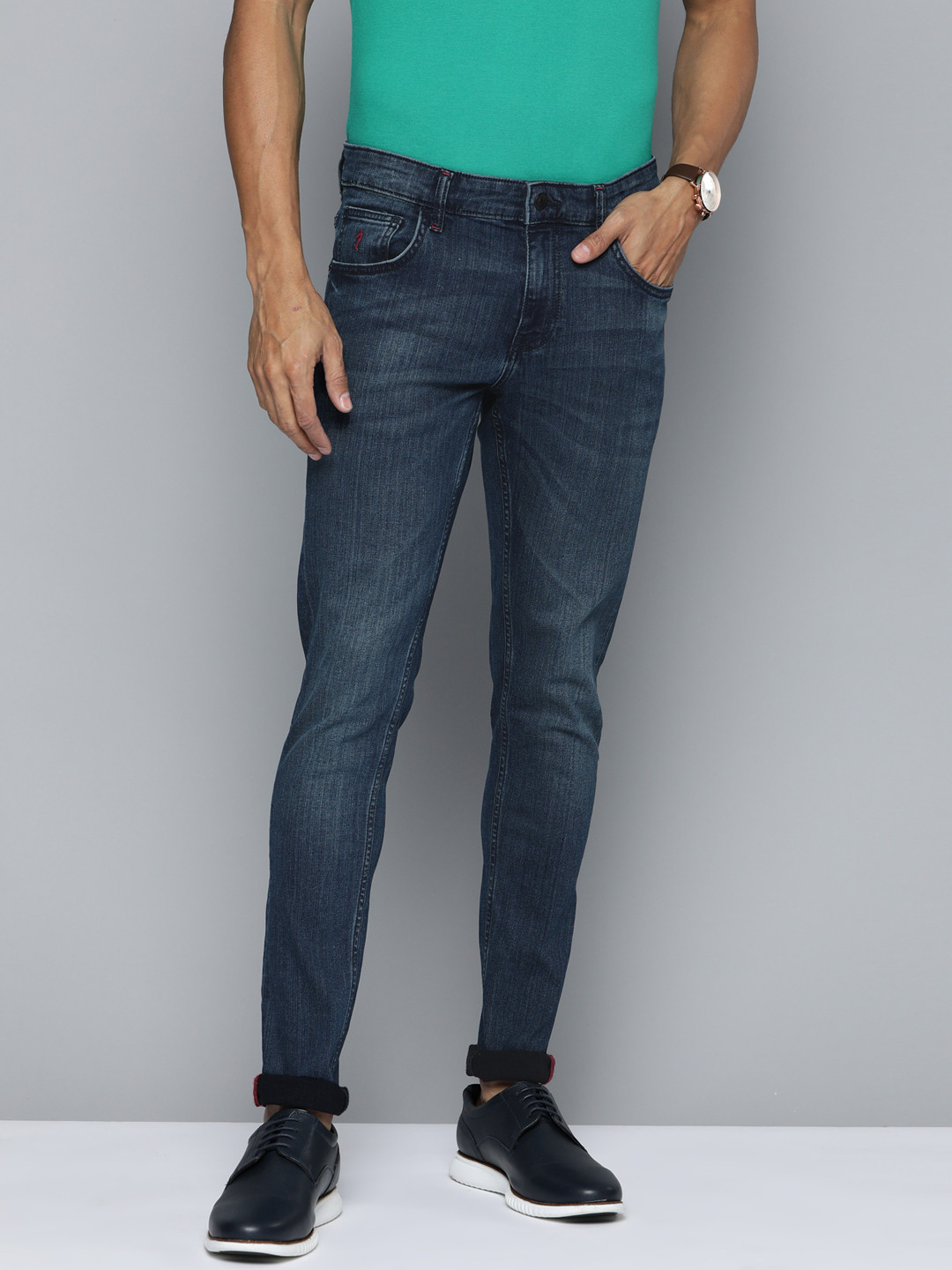 

Indian Terrain Men Navy Blue Kruger Skinny Fit Light Fade Stretchable Jeans