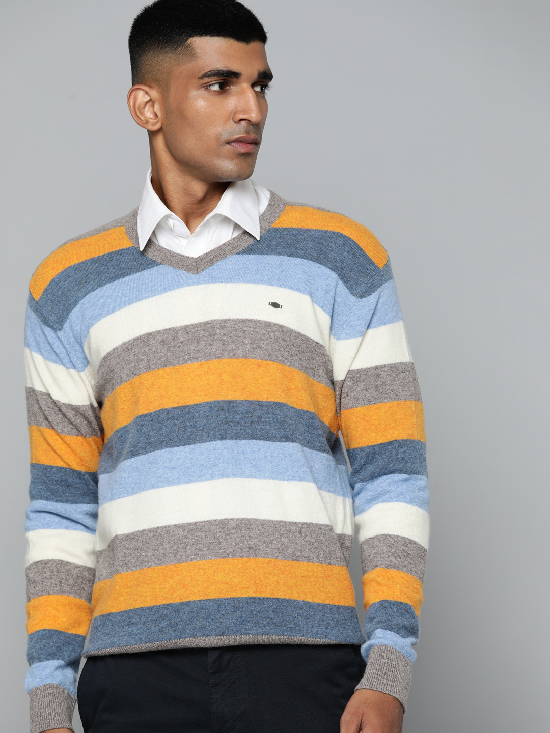 

Indian Terrain Men Multicoloured Striped Pullover, Multi