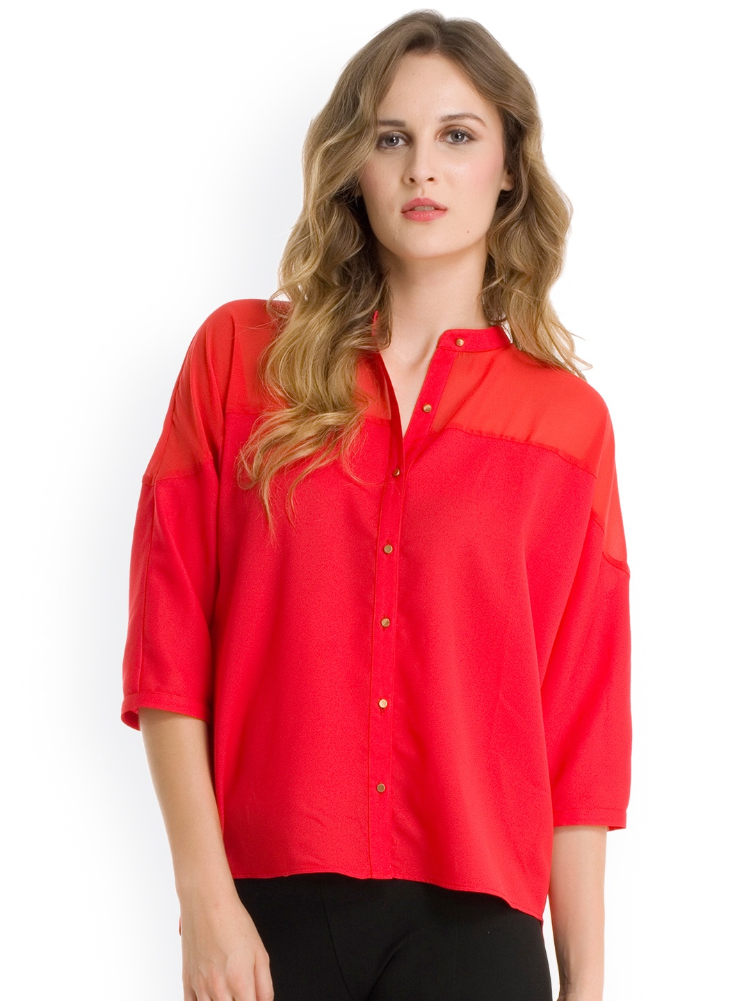 

Kazo Women Red Casual Shirt