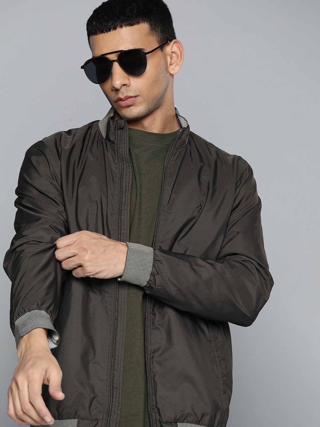

Indian Terrain Men Grey Windcheater Bomber Jacket