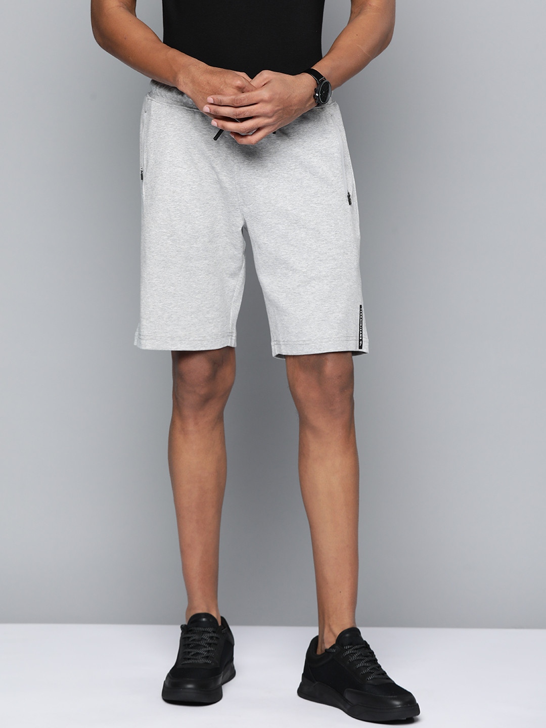 

Indian Terrain Men Melange Effect Regular Shorts, Grey melange