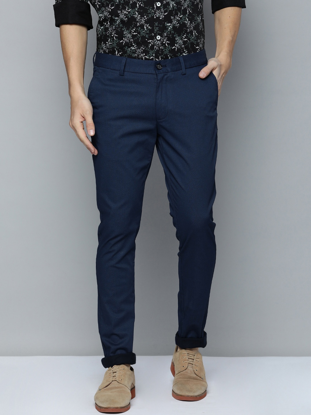 

Indian Terrain Men Navy Blue Slim Fit Trousers