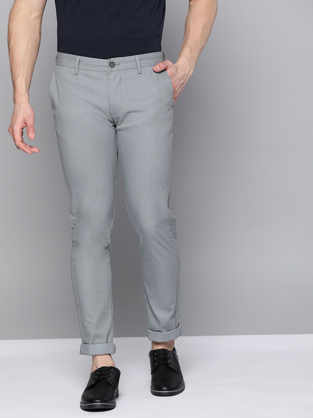 

Indian Terrain Men Grey With A Tinge Of Blue Brooklyn Slim Fit Chinos Trousers