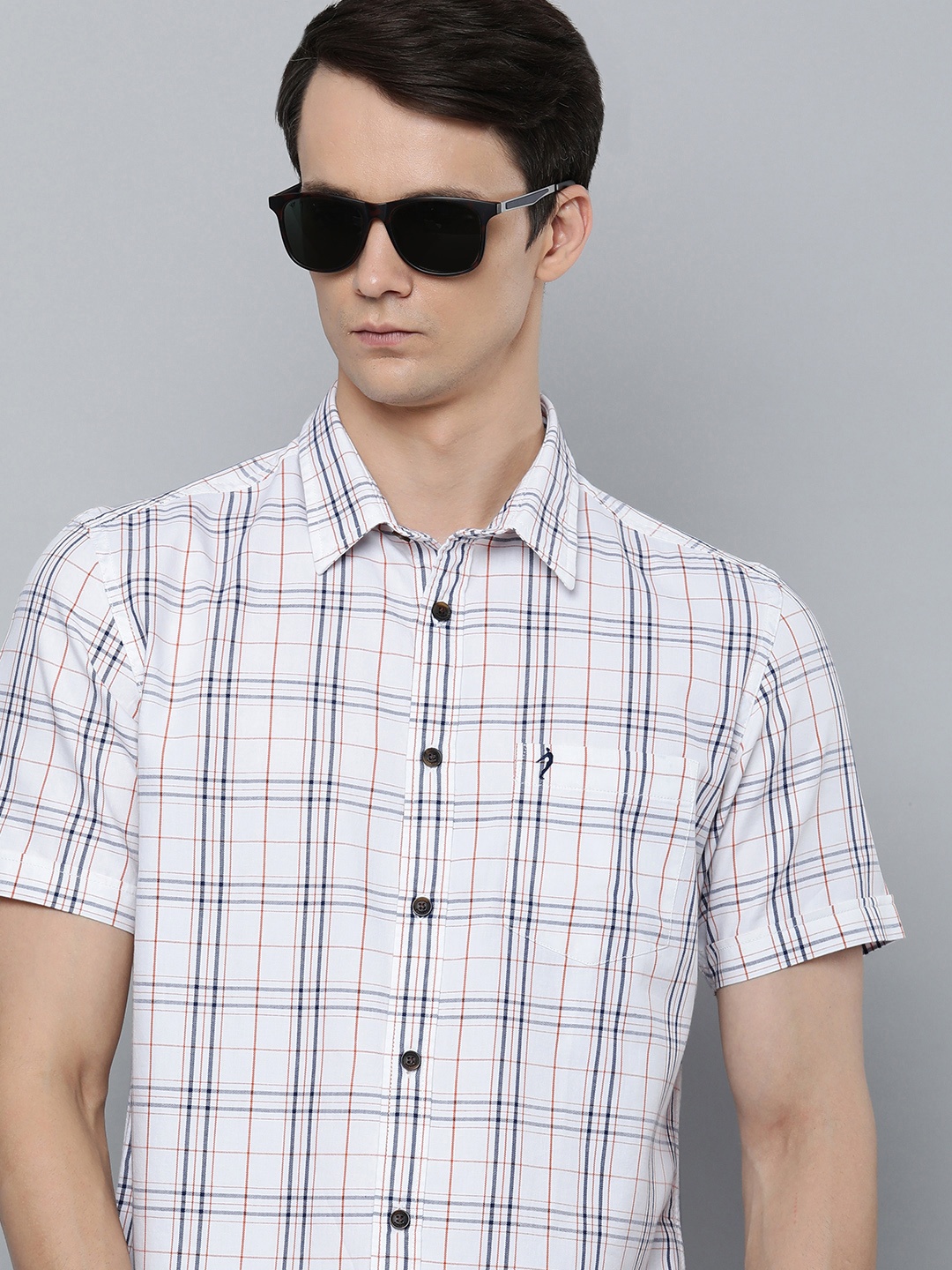 

Indian Terrain Slim Fit Tartan Checked Pure Cotton Casual Shirt, White