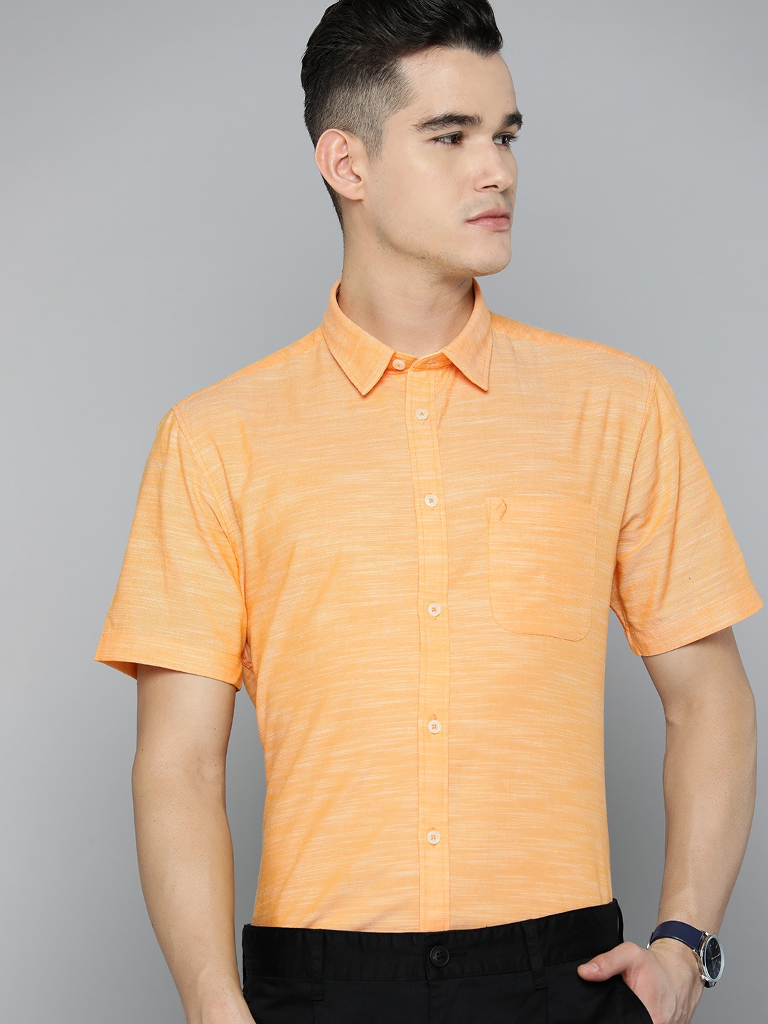 

Indian Terrain Pure Cotton Slim Fit Casual Shirt, Orange