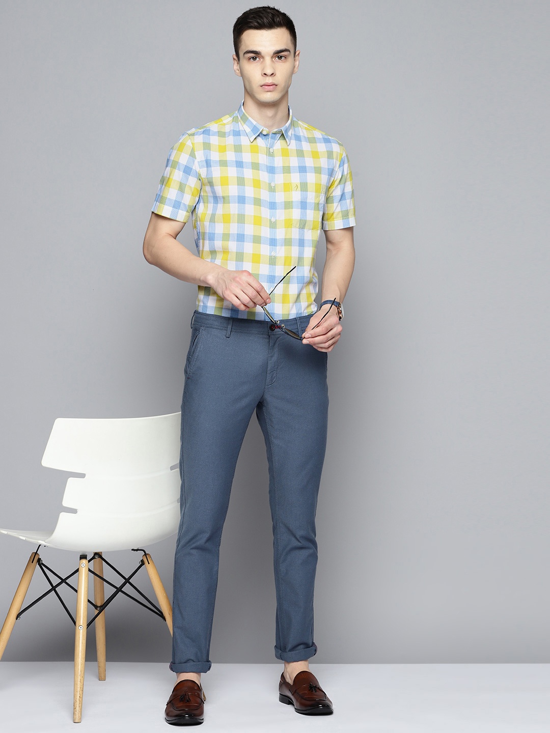 

Indian Terrain Slim Fit Tartan Checks Opaque Casual Shirt, Yellow